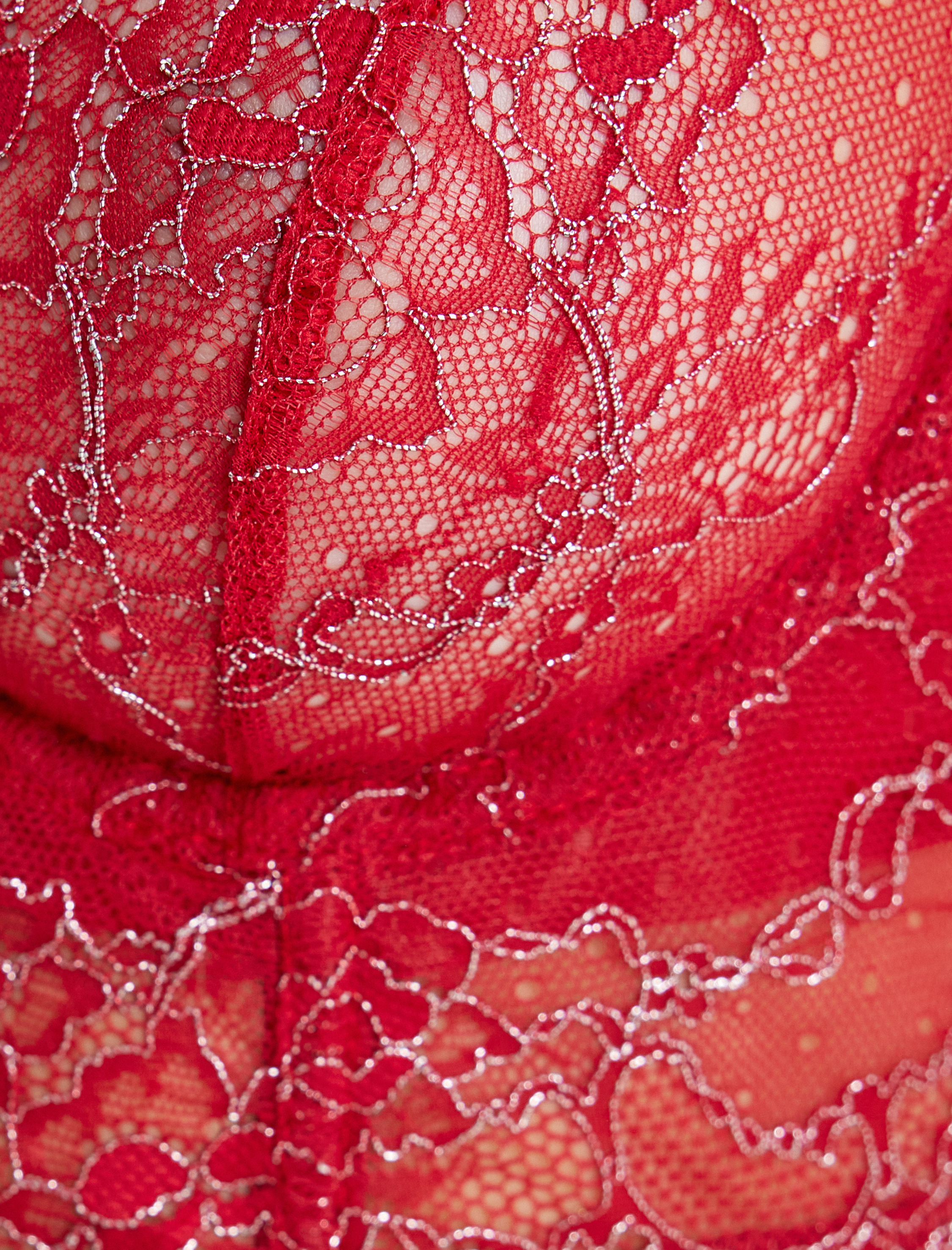   Parıltılı Metalik İplik Detaylı Dolgusuz Dantelli Balenli Büstiyer