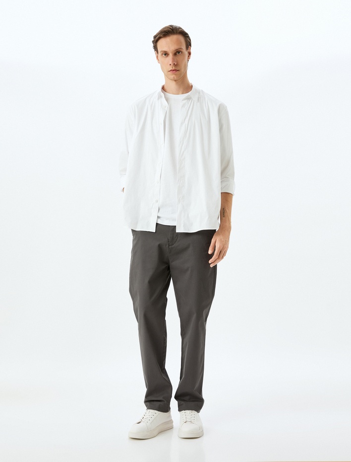  Pamuklu Gabardin Cep Detaylı Chino Pantolon