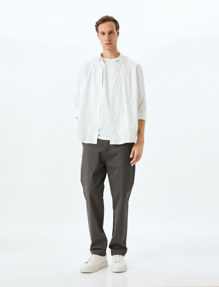   Pamuklu Gabardin Cep Detaylı Chino Pantolon