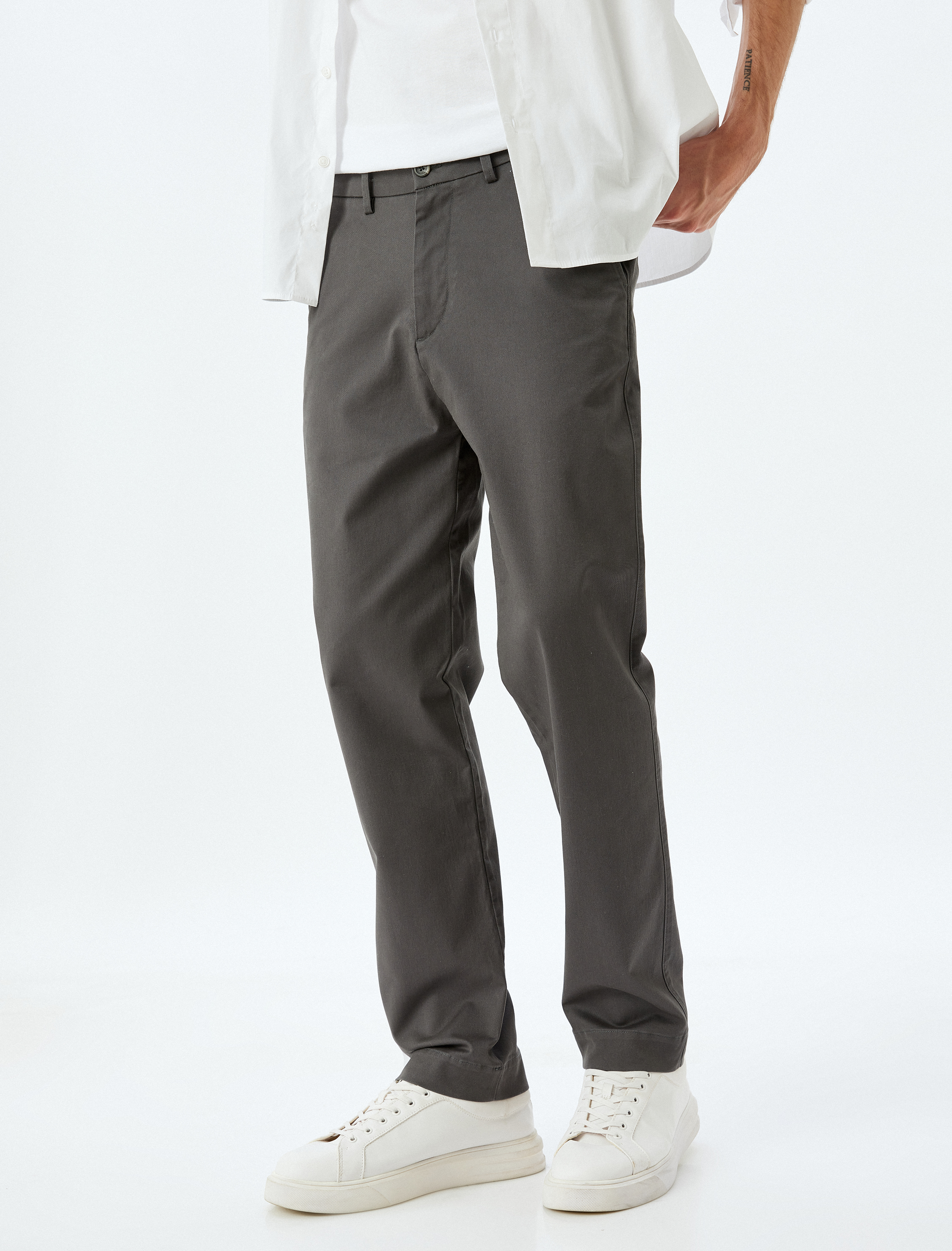   Pamuklu Gabardin Cep Detaylı Chino Pantolon