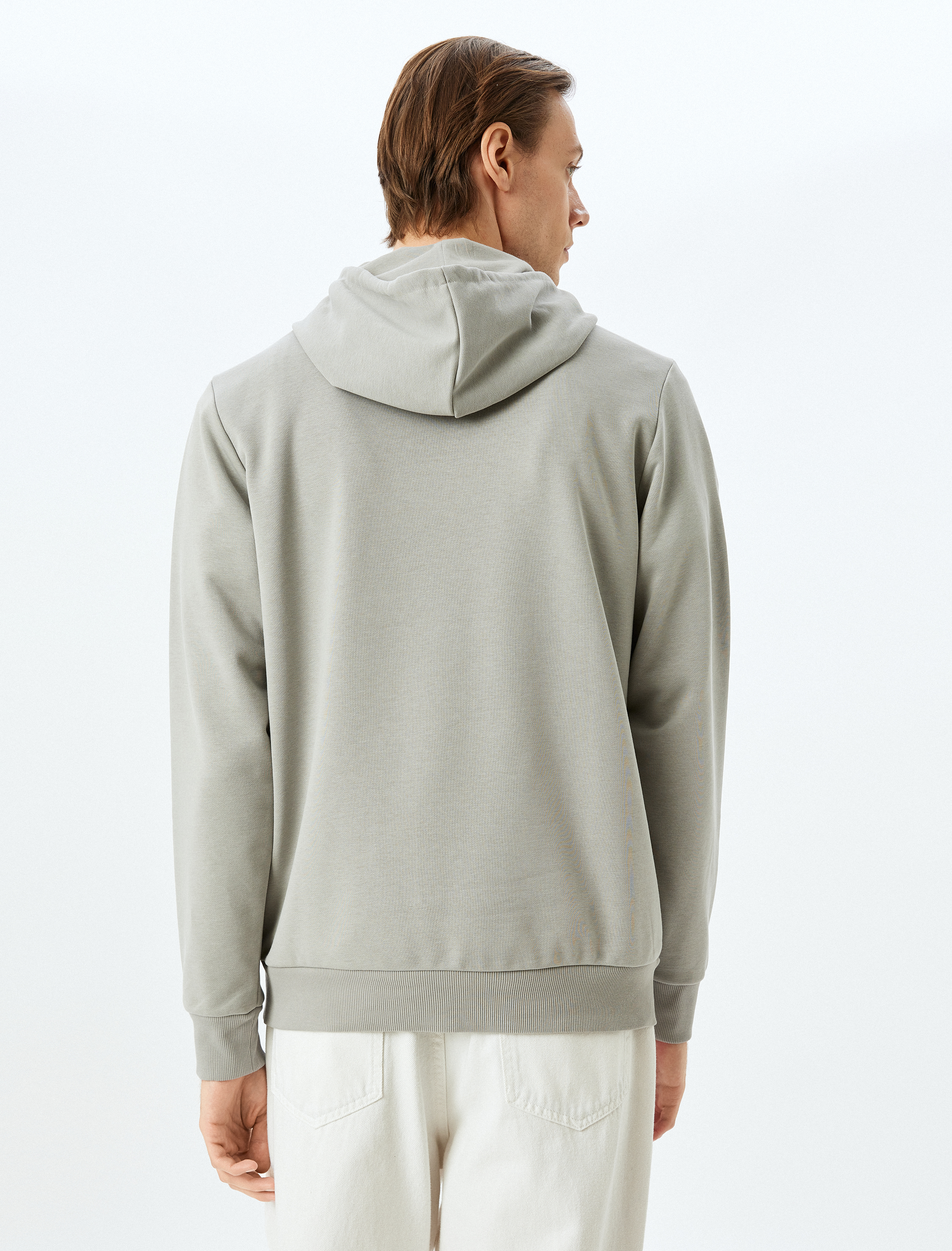   Kapşonlu Sweatshirt Kanguru Cep Detaylı Uzun Kollu Pamuklu