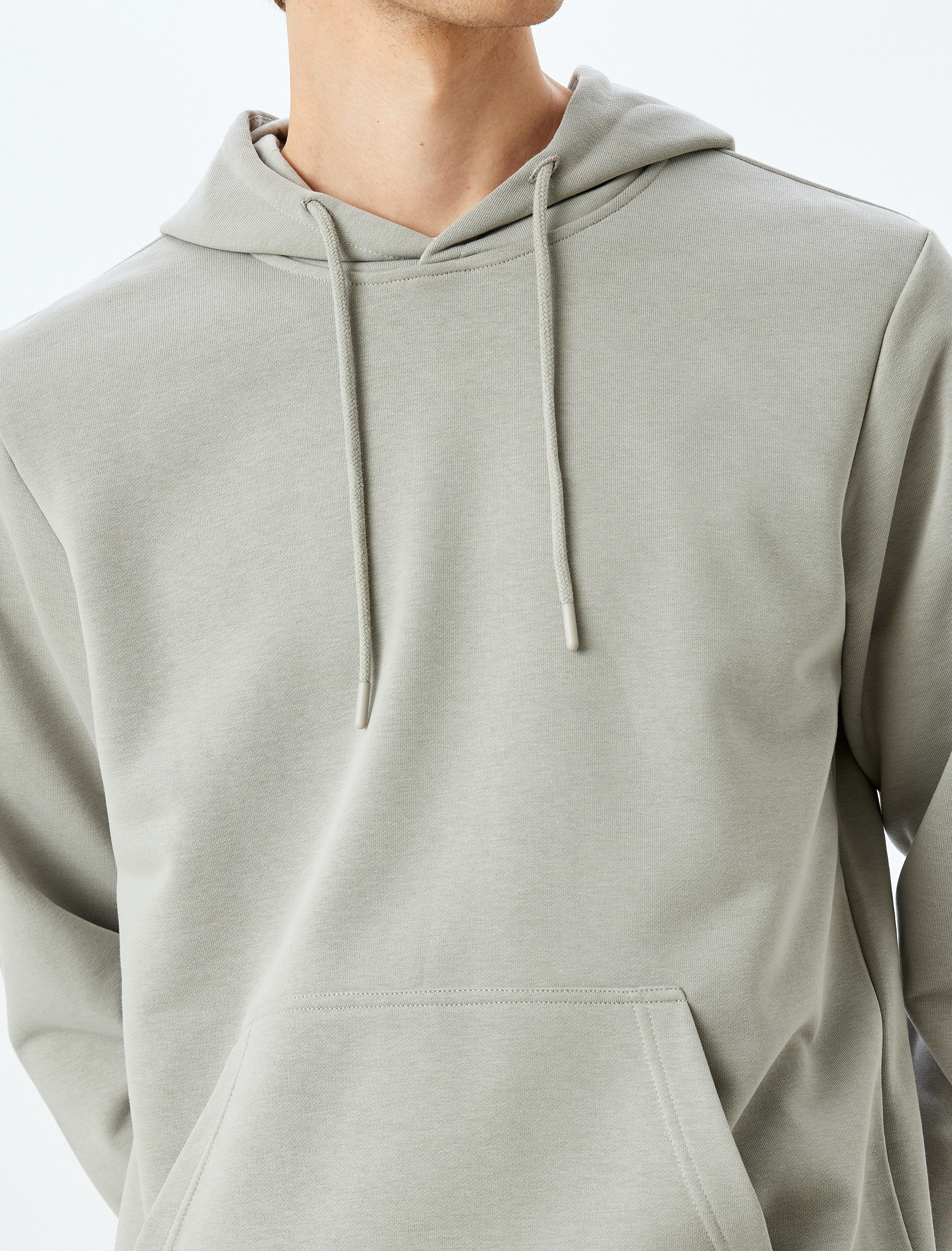   Kapşonlu Sweatshirt Kanguru Cep Detaylı Uzun Kollu Pamuklu