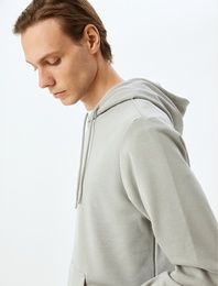 Kapşonlu Sweatshirt Kanguru Cep Detaylı Uzun Kollu Pamuklu