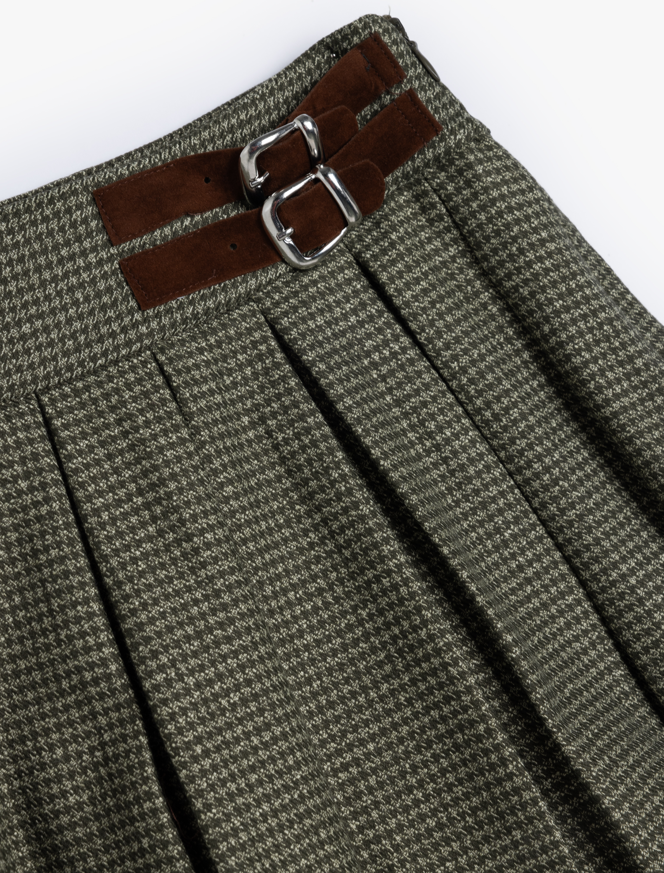  Kız Çocuk Pileli Toka Detaylı Viskon Karışımlı Ekoseli Etek