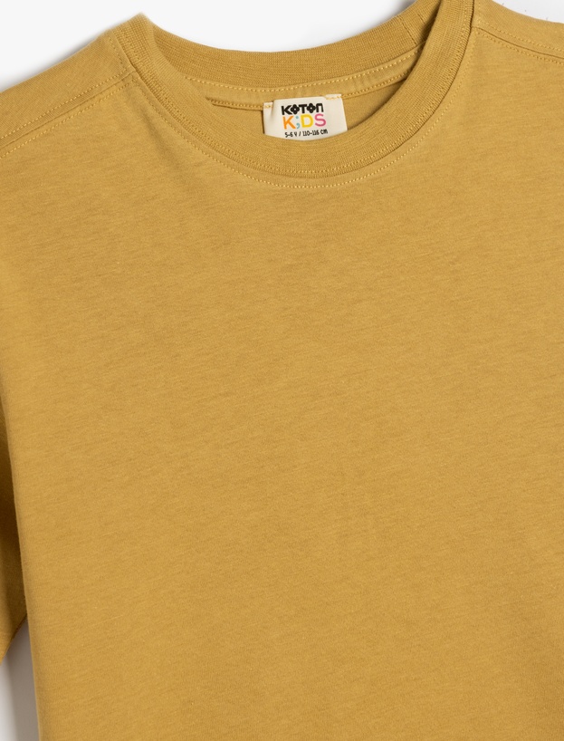 Basic Oversize Tişört Kısa Kollu Bisiklet Yaka Pamuklu_2