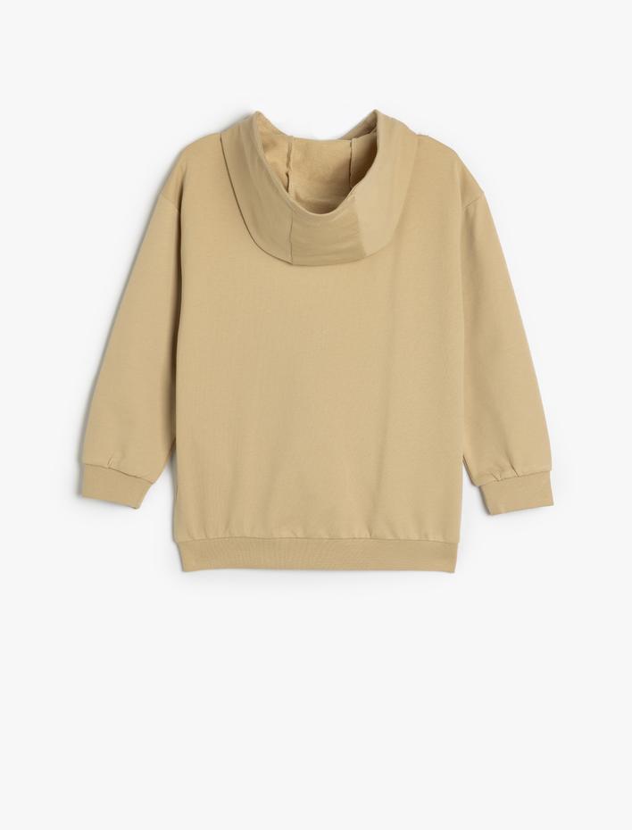 Erkek Çocuk Pamuklu Uzun Kollu Kapşonlu Fermuarlı Oversize Şardonlu Sweatshirt