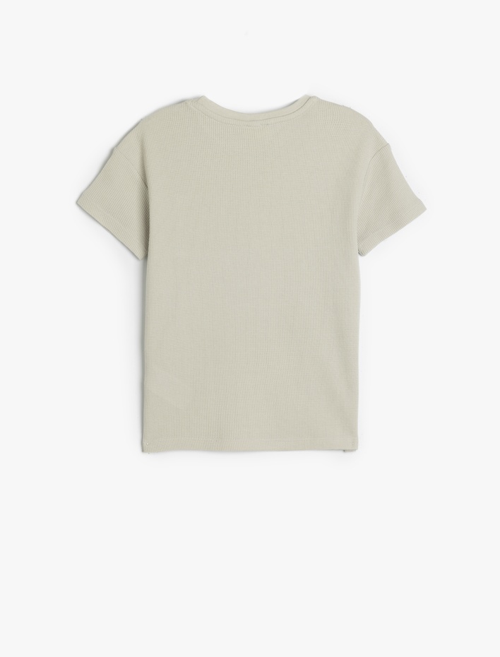 Erkek Çocuk Oversize Basic Tişört Kısa Kollu Bisiklet Yaka Dokulu Cep Detaylı Pamuklu