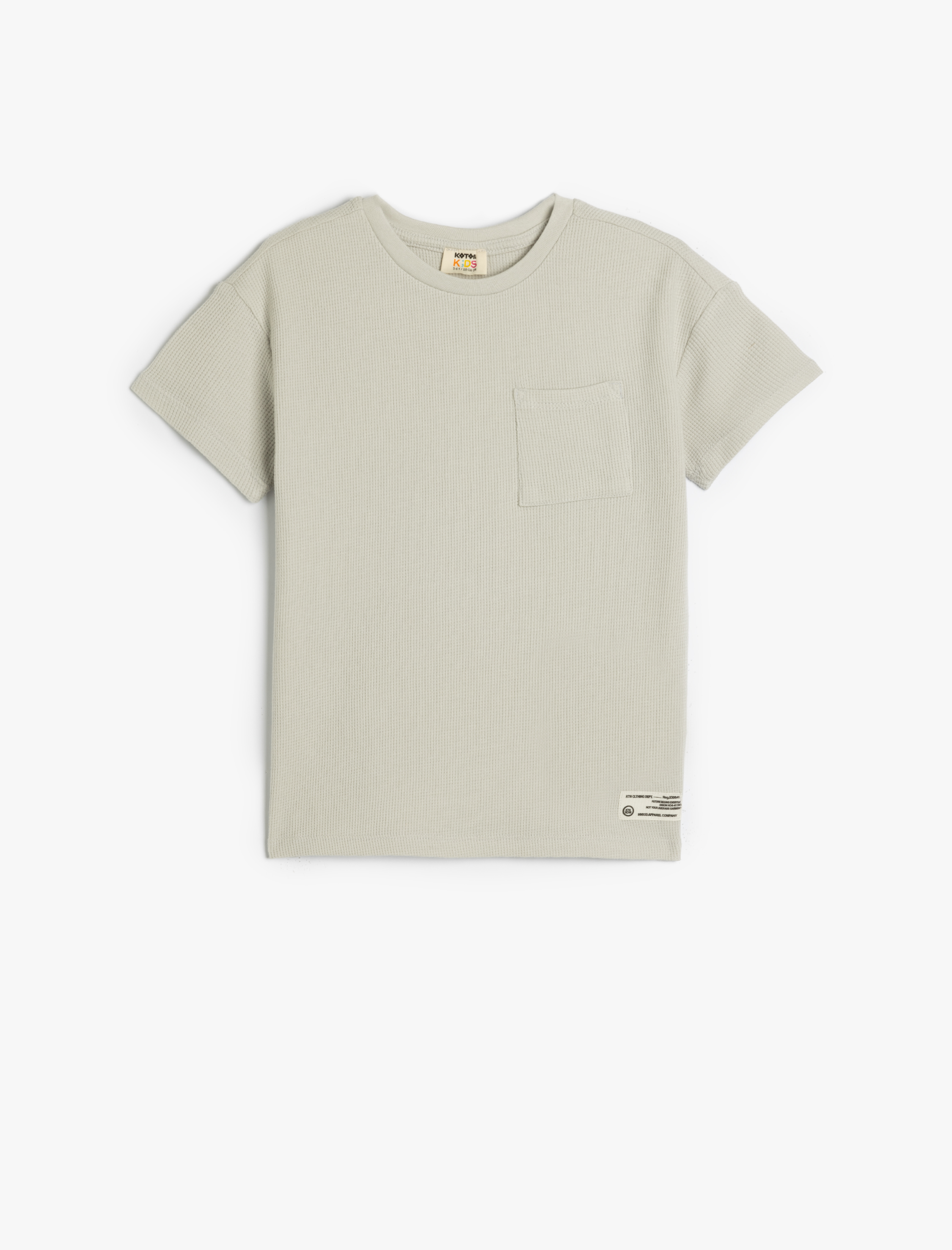 Koton Oversize Basic Tişört Kısa Kollu Bisiklet Yaka Dokulu Cep Detaylı Pamuklu -1