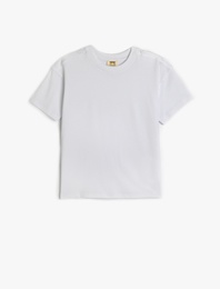 Basic Oversize Tişört Kısa Kollu Bisiklet Yaka Pamuklu