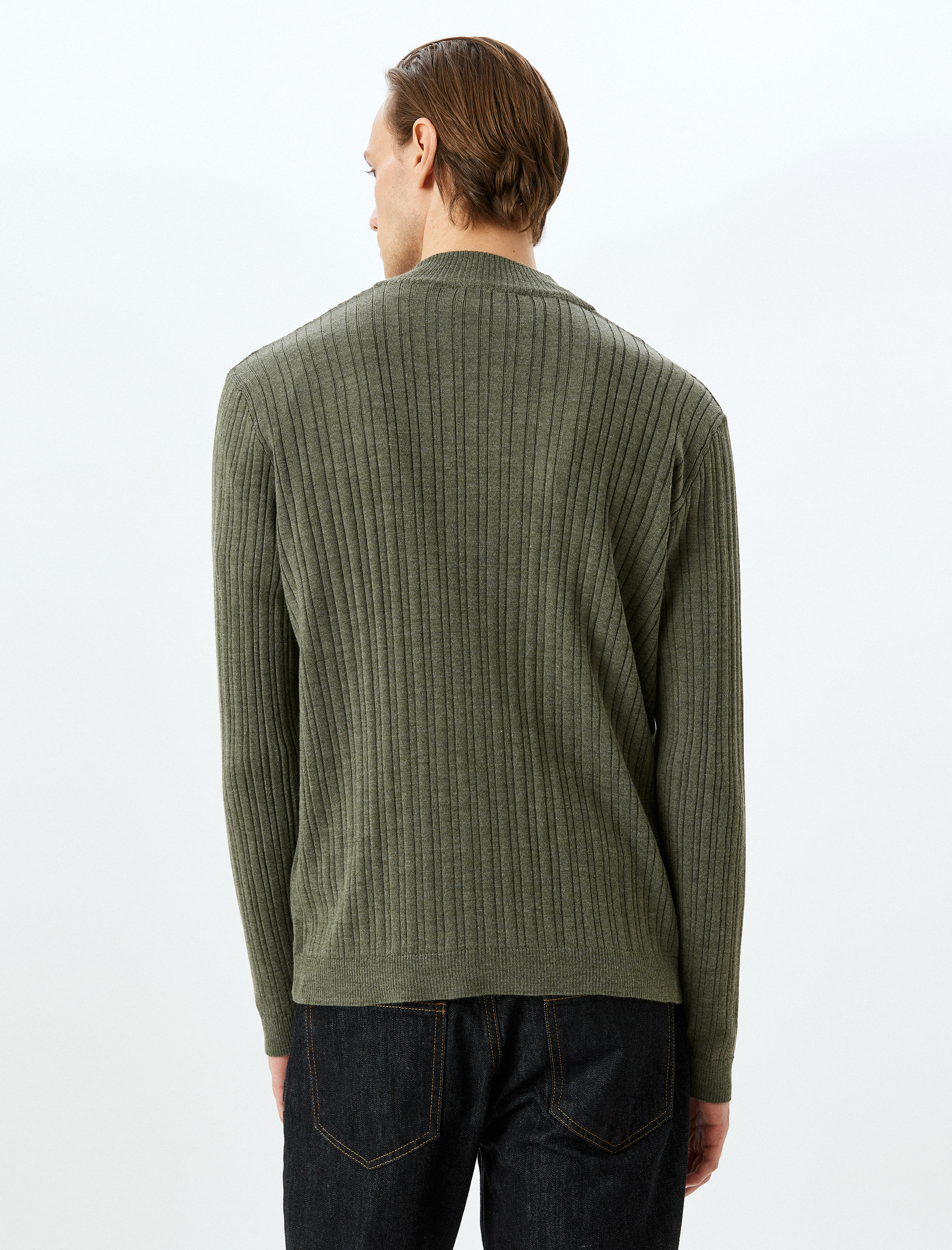   Triko Kazak Dik Yaka Yarım Fermuarlı Basic