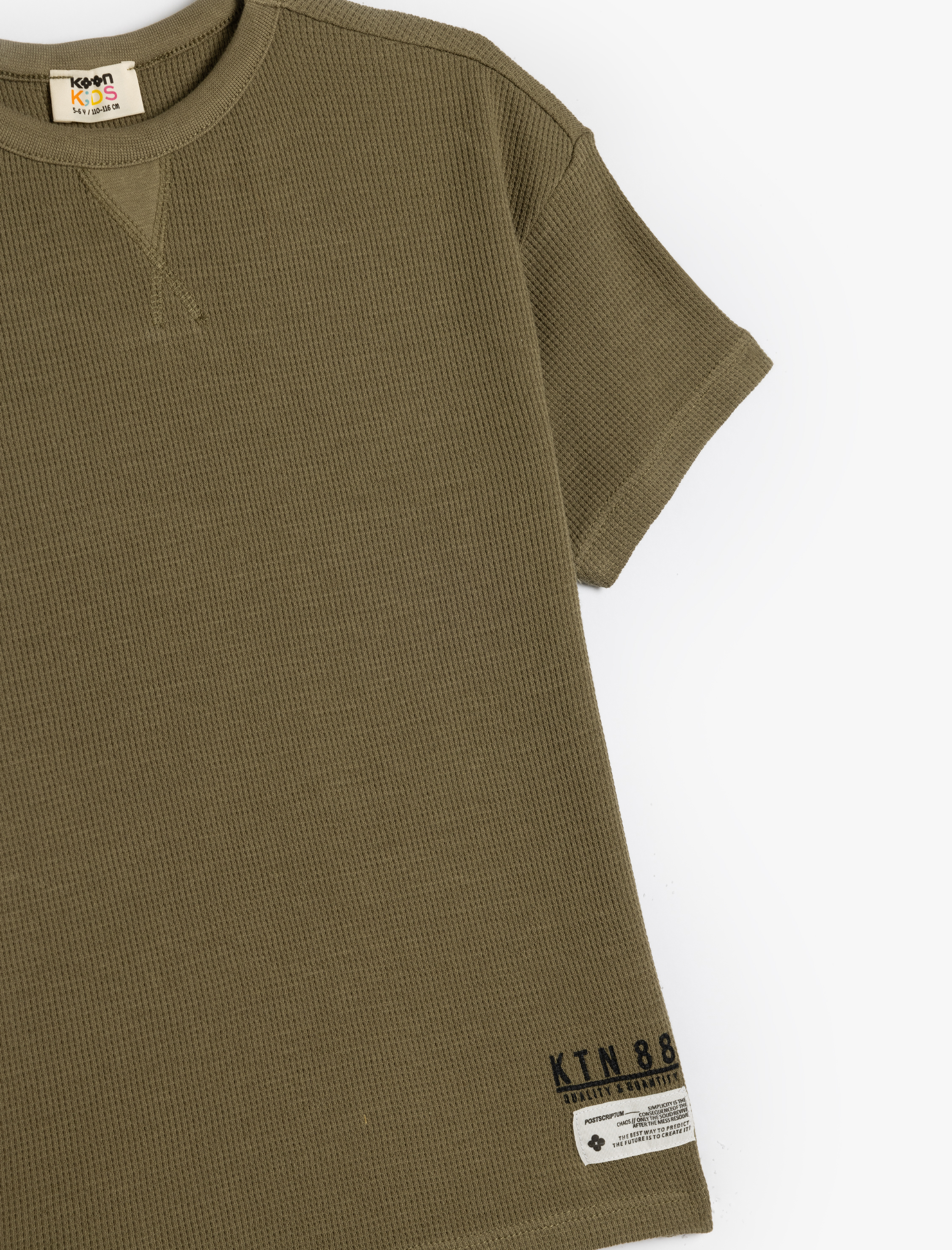  Erkek Çocuk Basic Tişört Kısa Kollu Bisiklet Yaka Dokulu Pamuklu