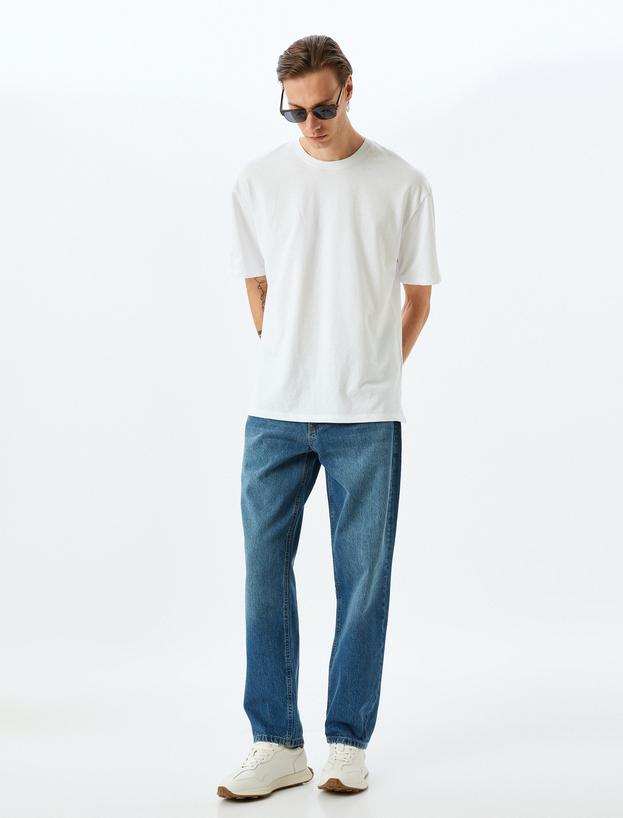 Vintage Straight Bol Jean Pantolon Cep Detaylı Pamuklu_0