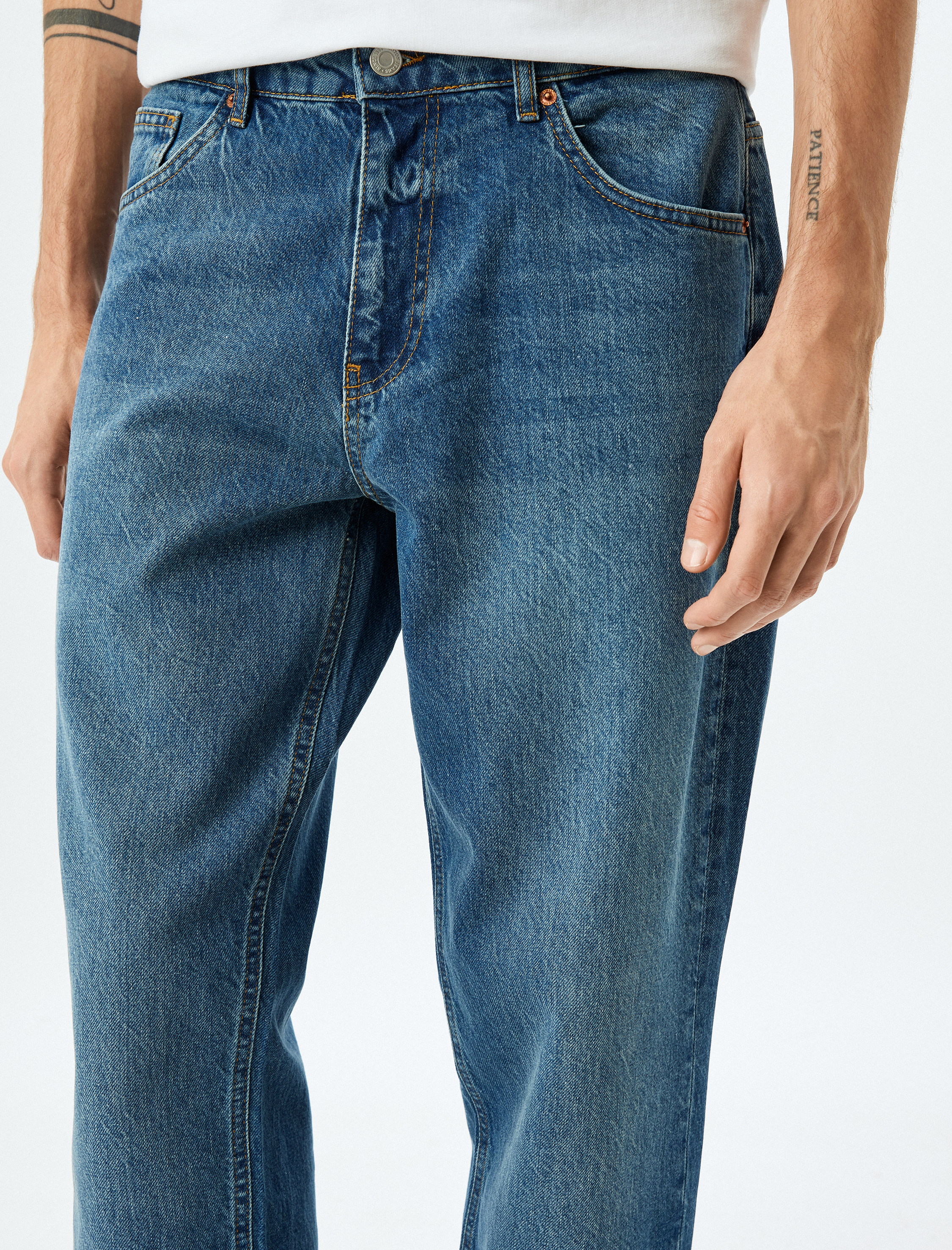   Vintage Straight Bol Jean Pantolon Cep Detaylı Pamuklu