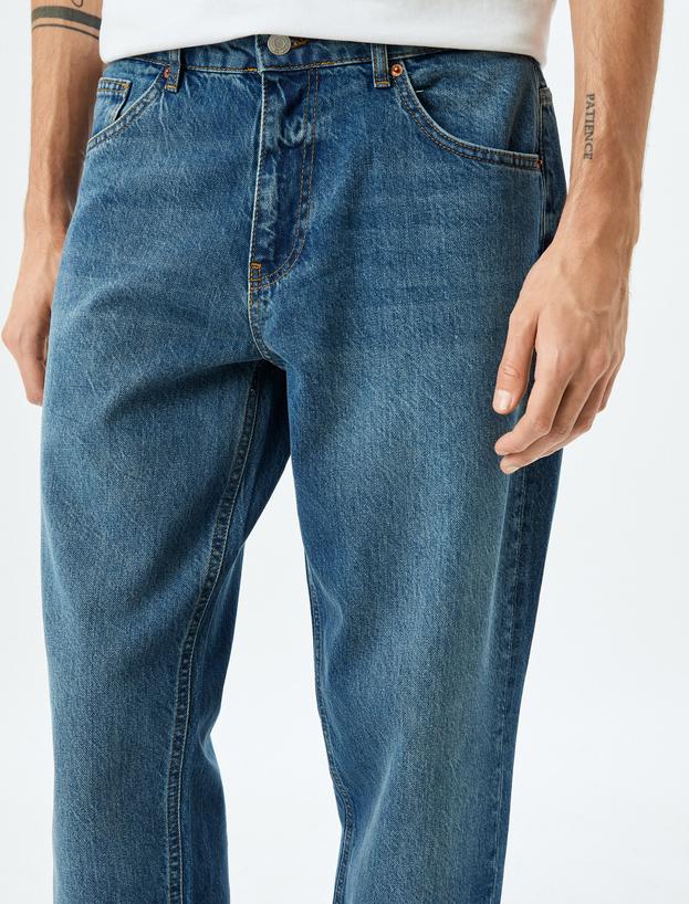 Vintage Straight Bol Jean Pantolon Cep Detaylı Pamuklu_4