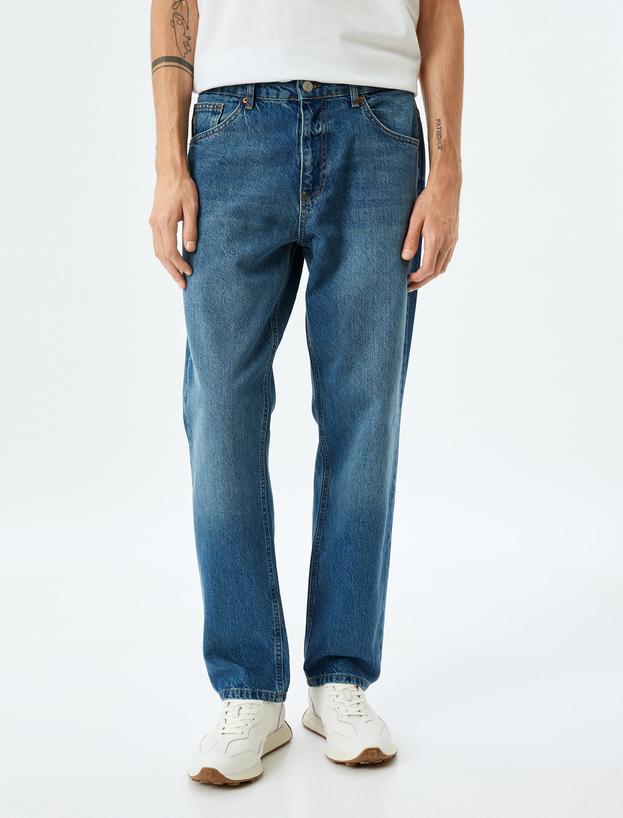 Vintage Straight Bol Jean Pantolon Cep Detaylı Pamuklu_2