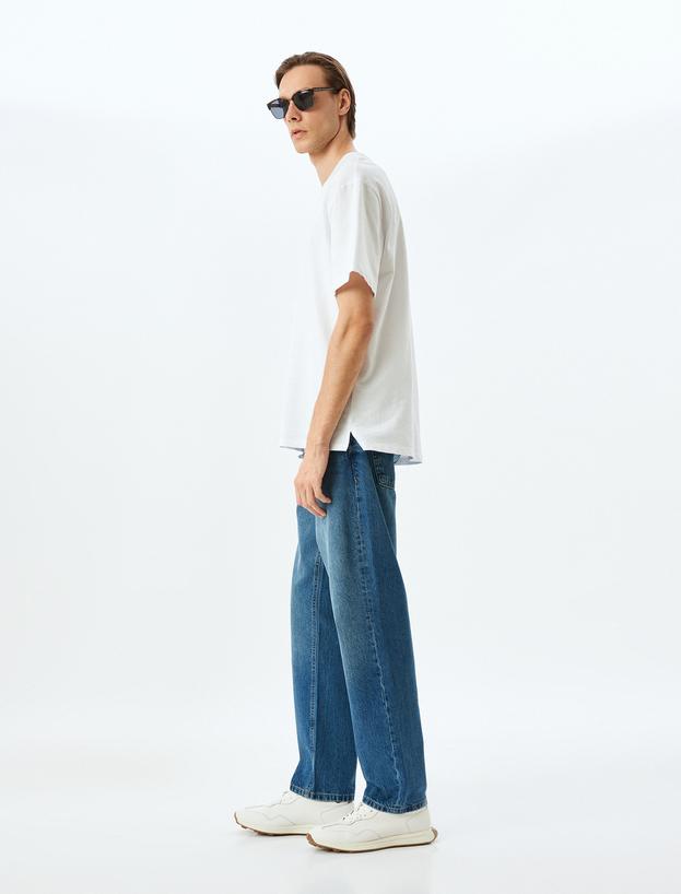 Vintage Straight Bol Jean Pantolon Cep Detaylı Pamuklu_1