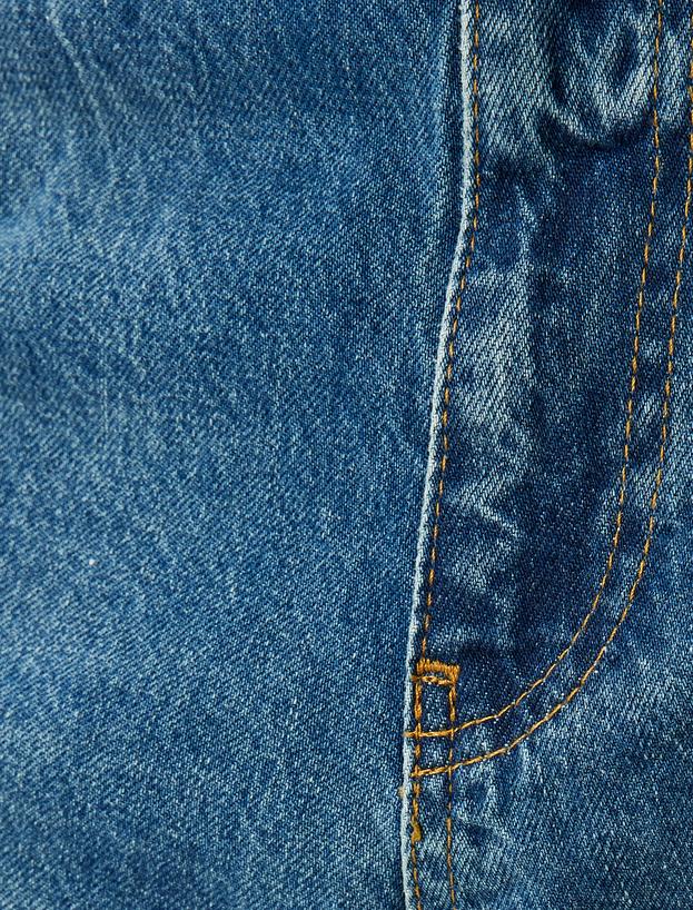 Vintage Straight Bol Jean Pantolon Cep Detaylı Pamuklu_5