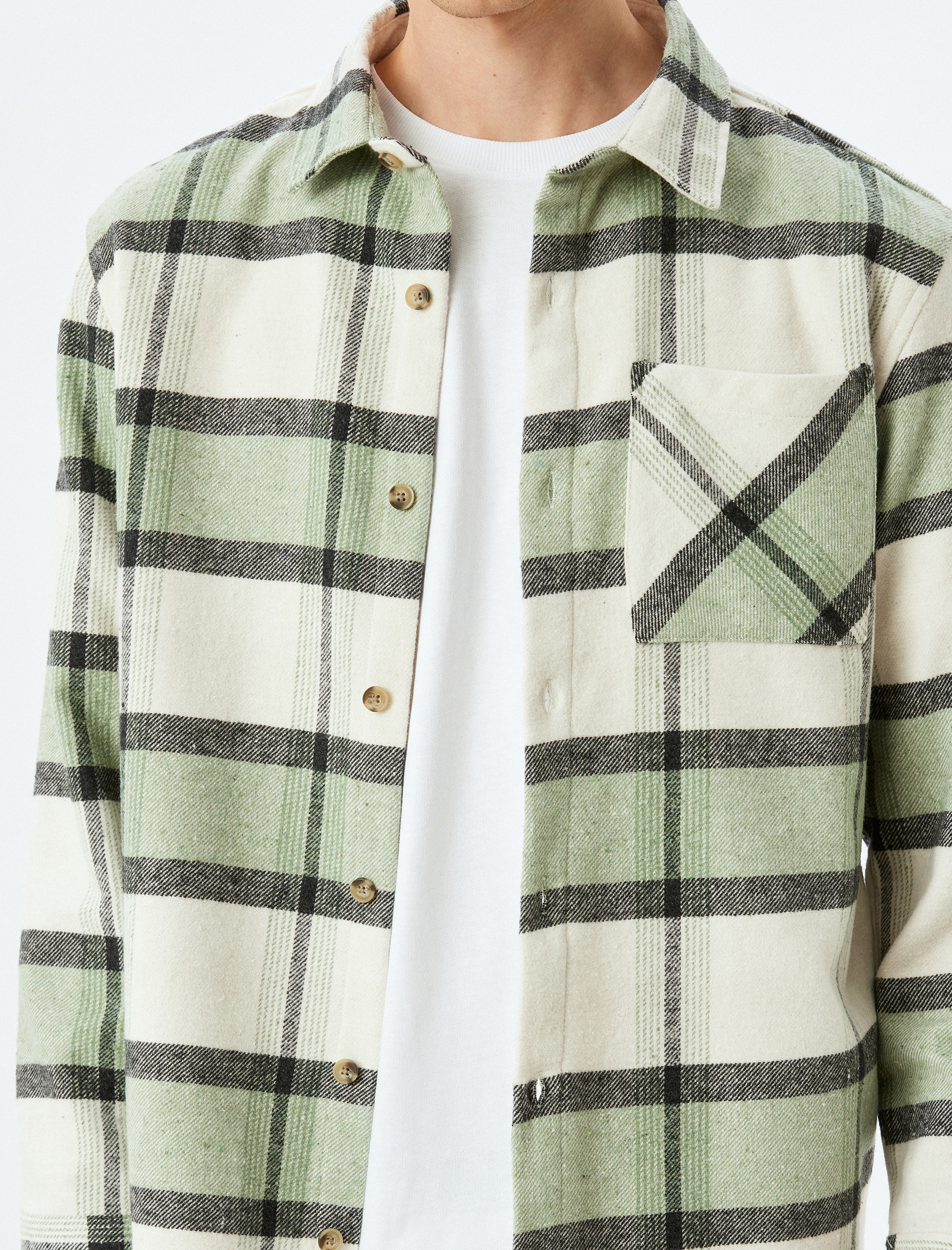   Cep Detaylı Regular Fit Uzun Kollu Ekose Desenli Oduncu Gömleği