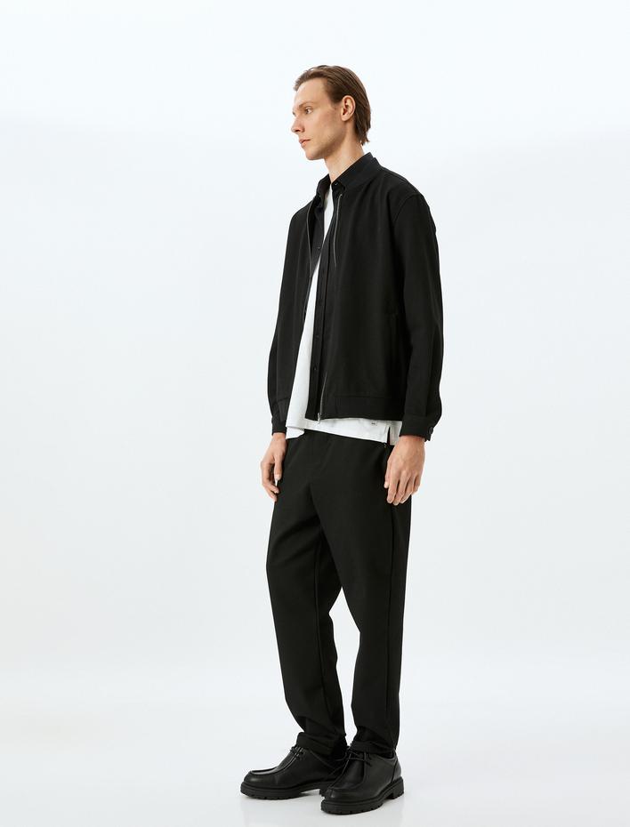  Viskon Karışımlı Cep Detaylı Katlamalı Paça Beli Bağcıklı Pantolon