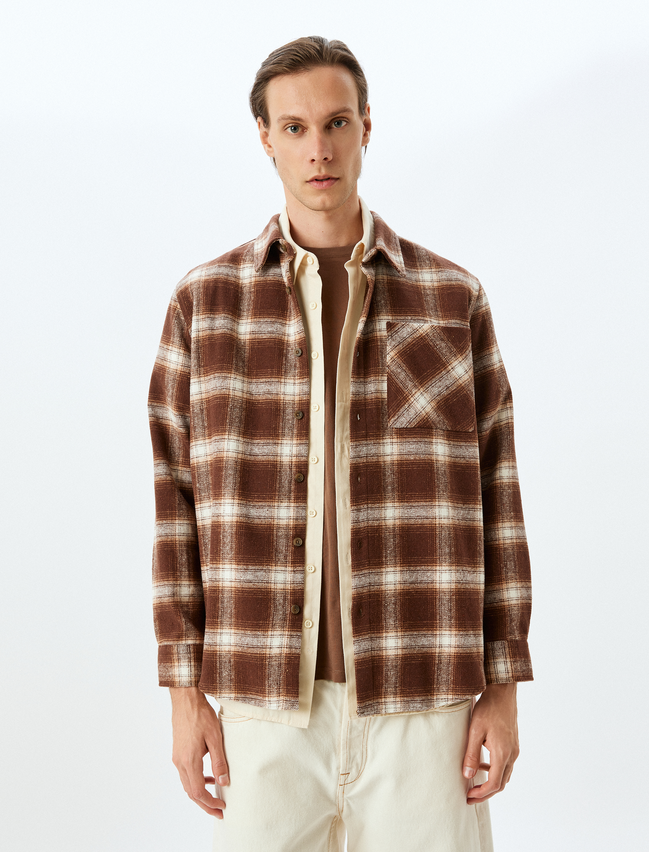   Uzun Kollu Cep Detaylı Regular Fit Ekose Oduncu Gömleği