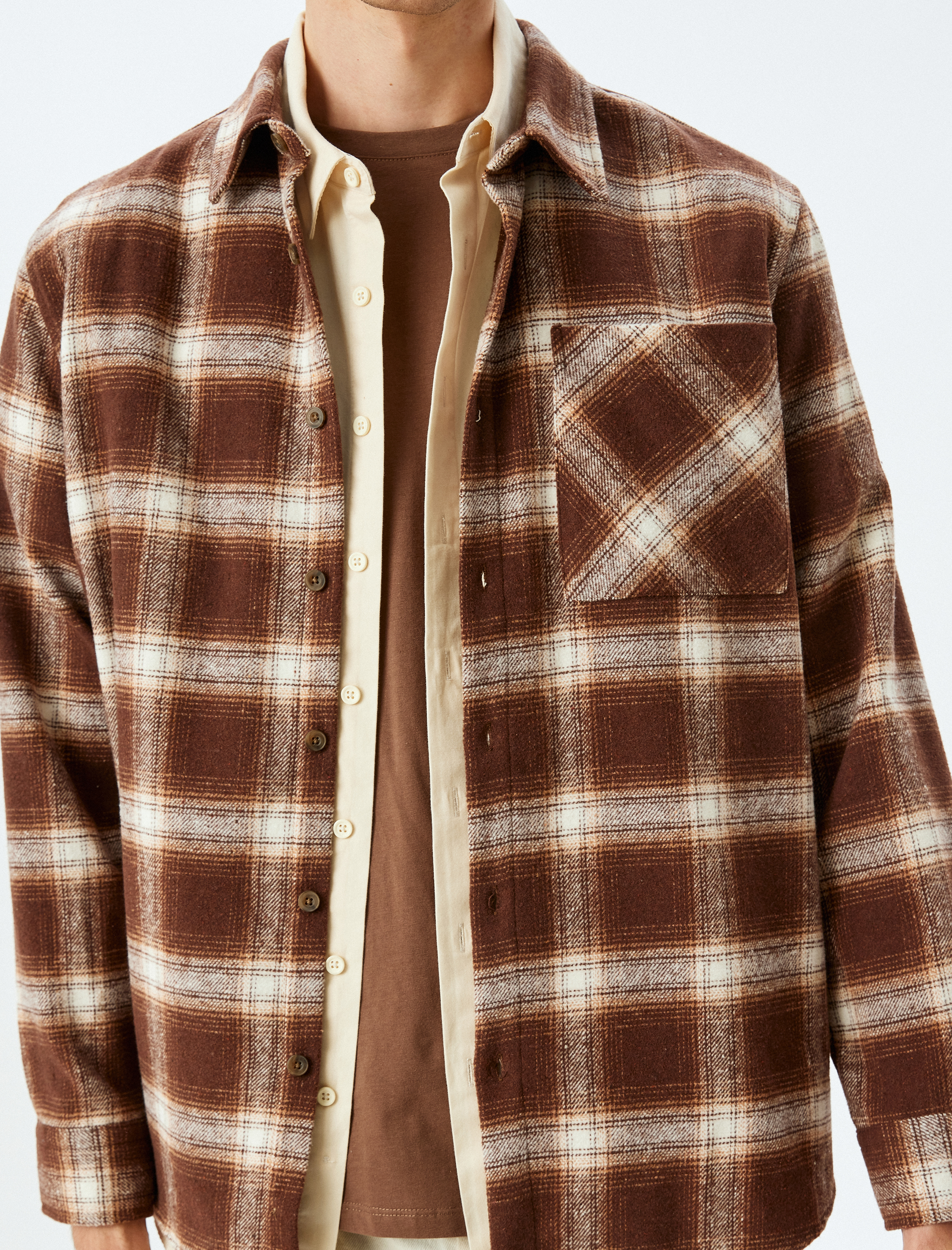   Uzun Kollu Cep Detaylı Regular Fit Ekose Oduncu Gömleği