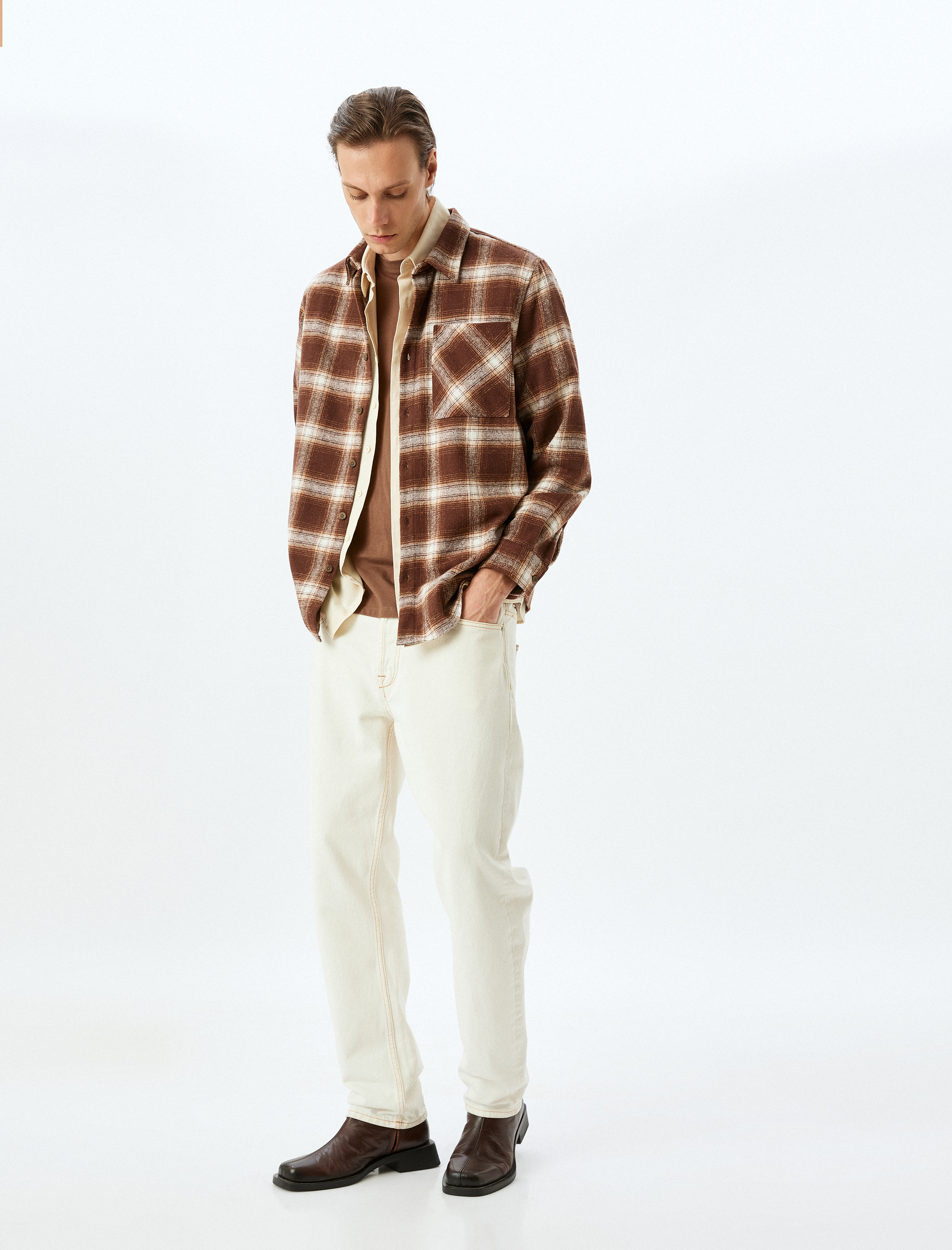   Uzun Kollu Cep Detaylı Regular Fit Ekose Oduncu Gömleği