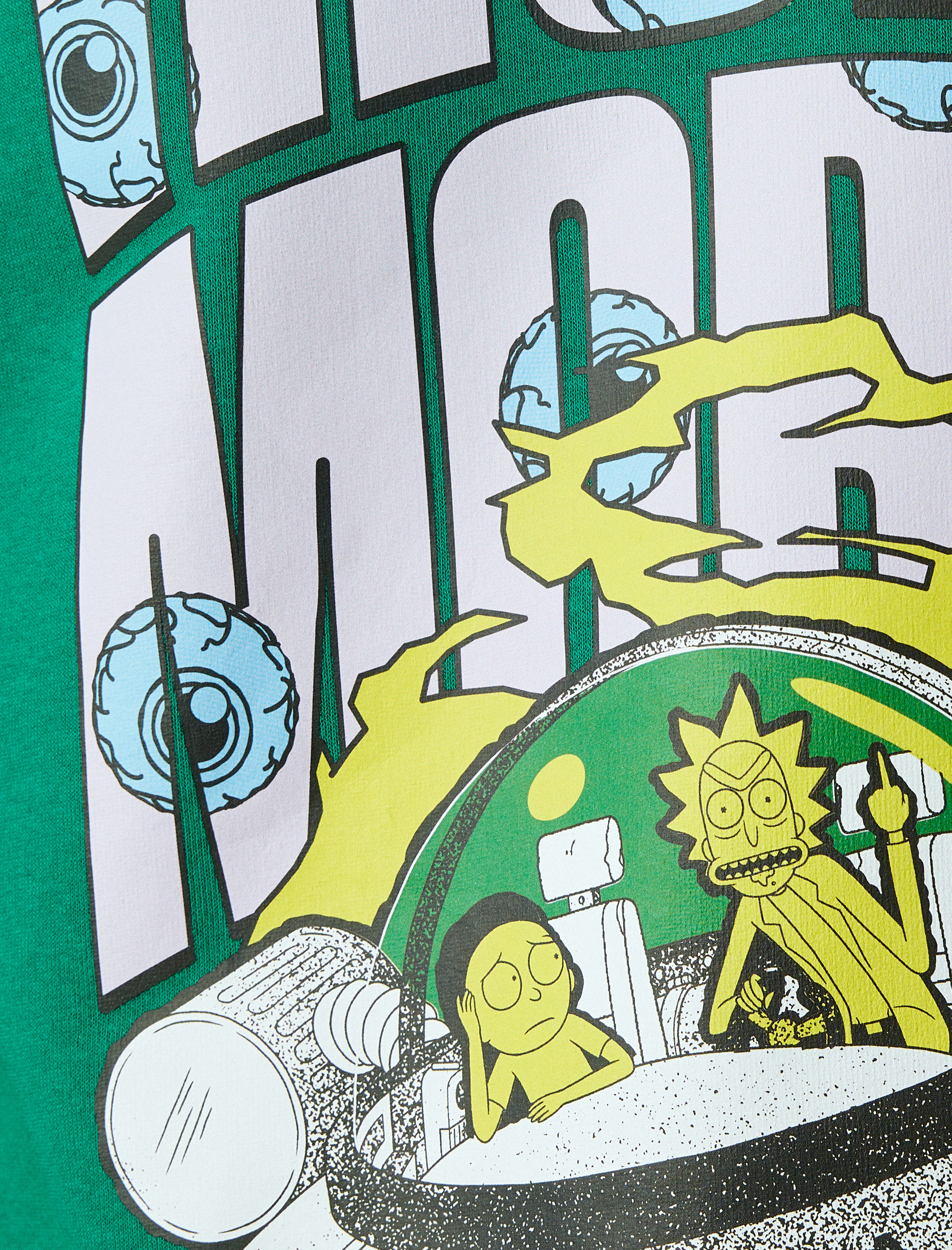   Kapşonlu Şardonlu Pamuk Karışımlı Lisanslı Rick and Morty Sweatshirt