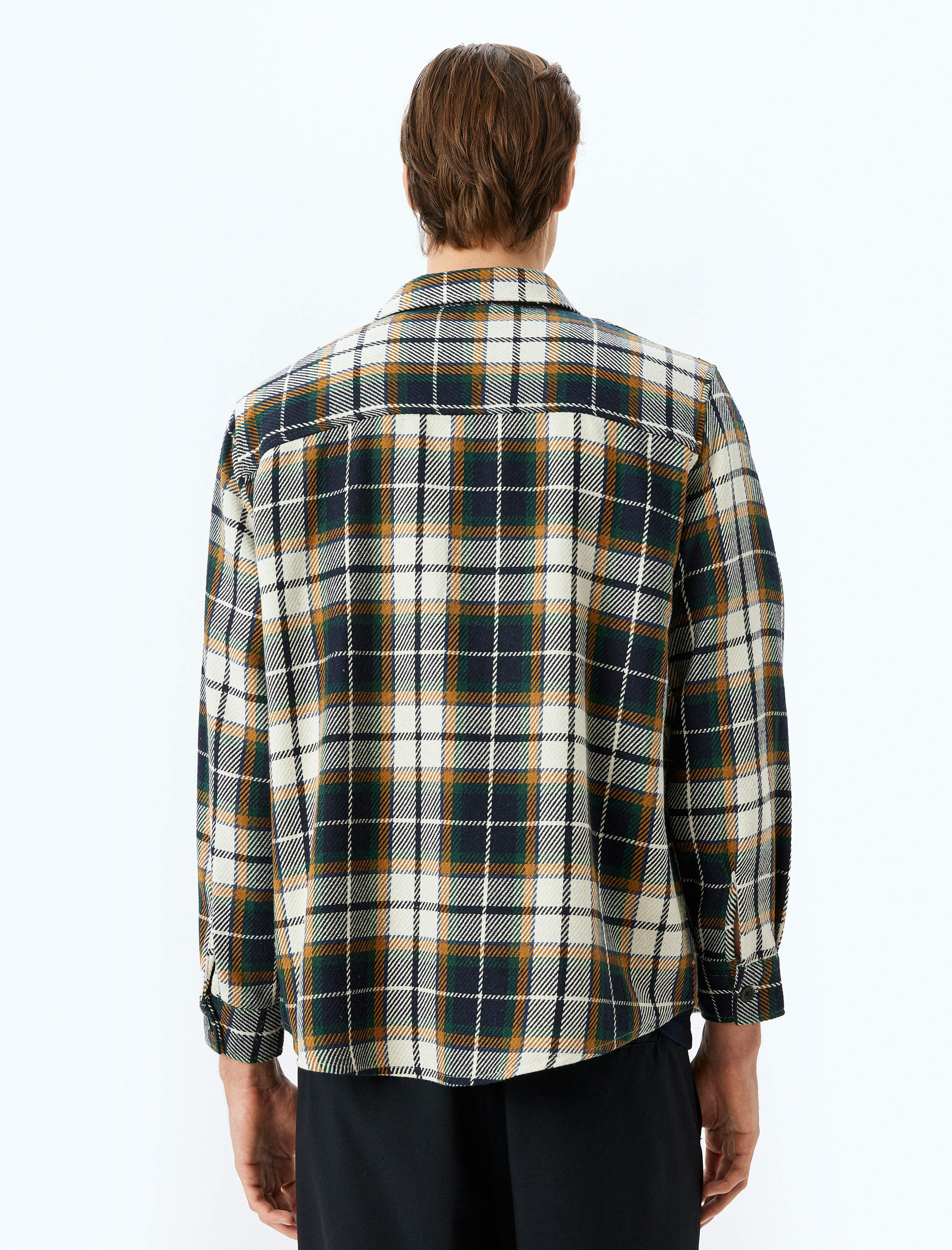   Uzun Kollu Regular Fit Pamuk Karışımlı Cep Detaylı Ekose Oduncu Gömleği