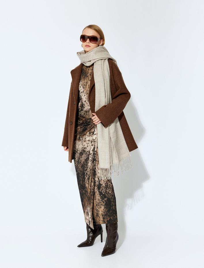 Kadın Atkı Uzun Püsküllü Yumuşak Dokulu