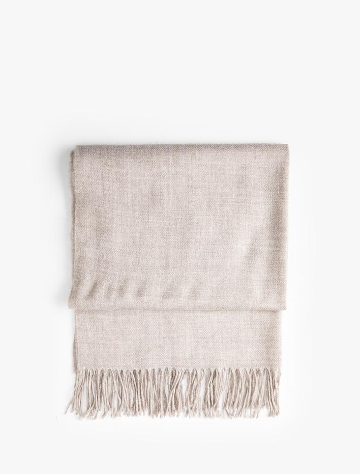 Kadın Atkı Uzun Püsküllü Yumuşak Dokulu