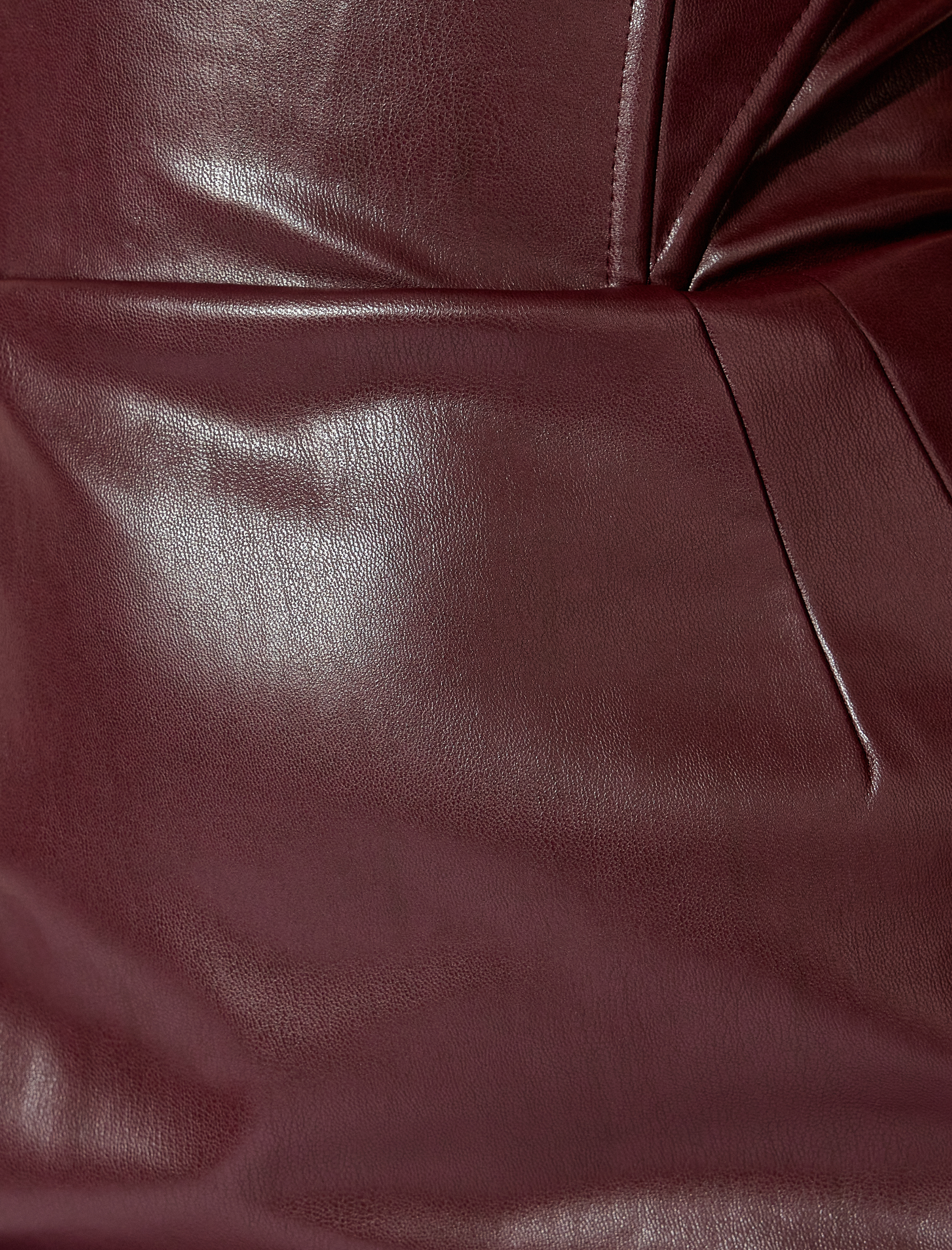   Mini Kalp Yaka Straplez Suni Deri Elbise