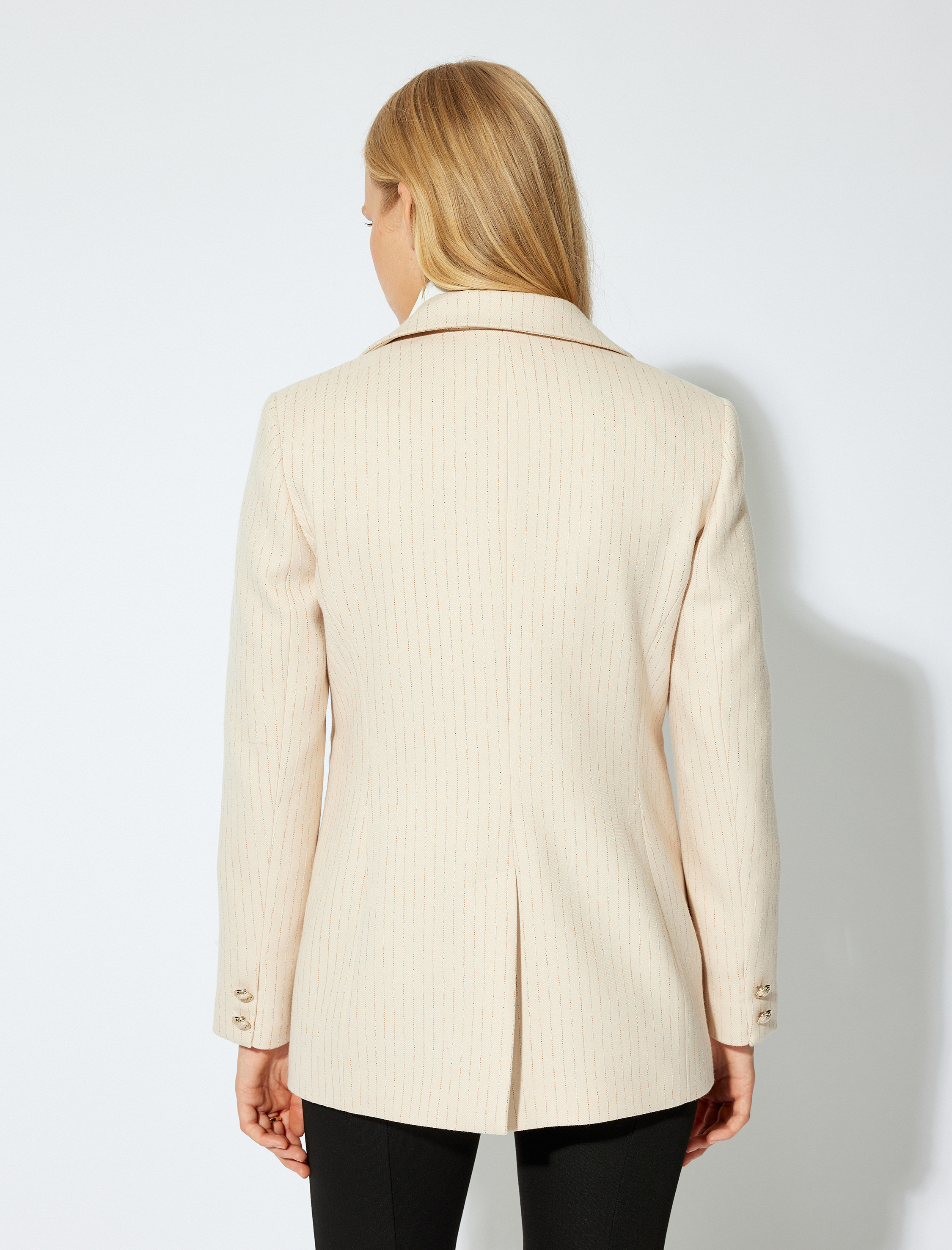   Blazer Ceket Kruvaze Cepli Düğmeli Kalça Boy