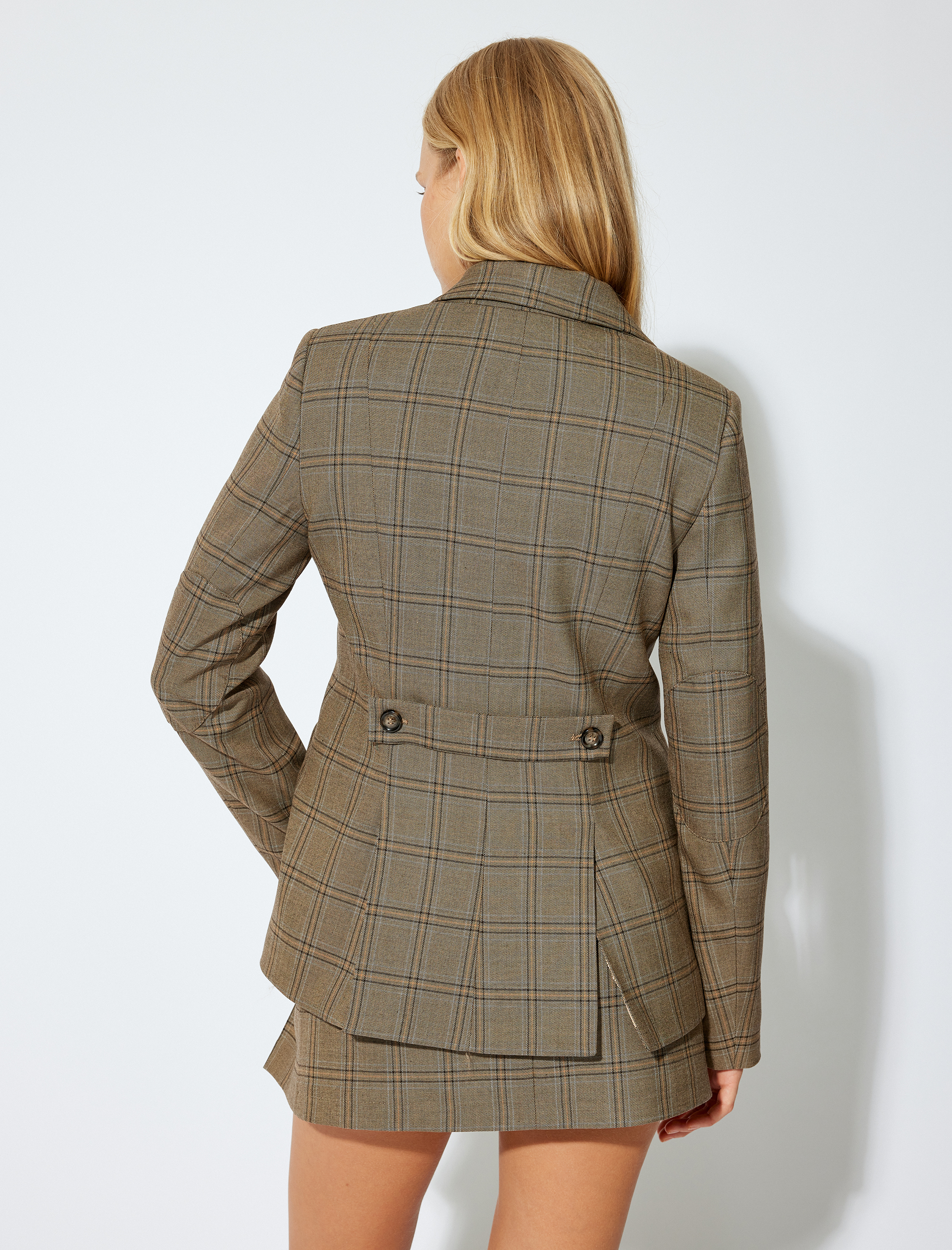   Blazer Ceket Kruvaze Cepli Düğmeli Kalça Boy