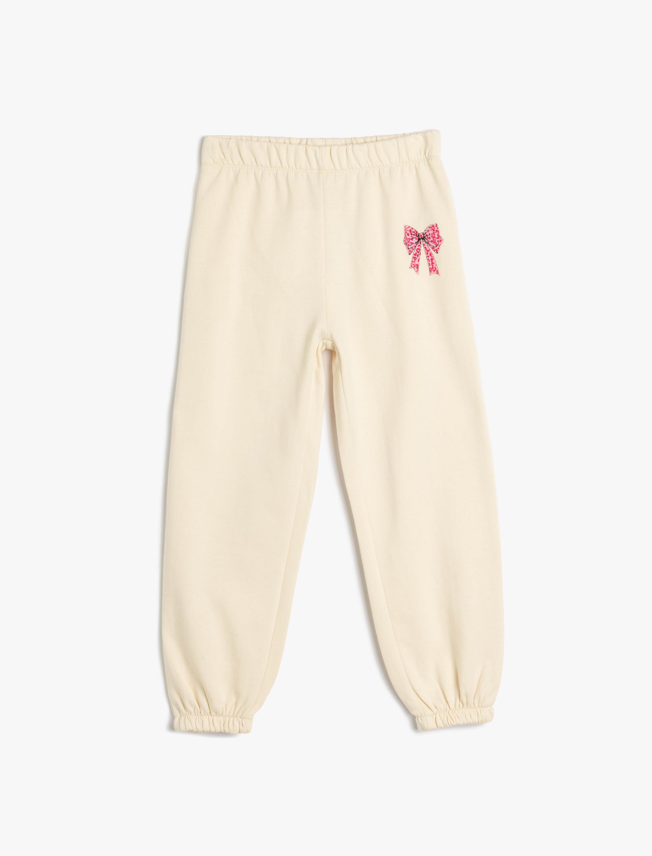  Kız Çocuk Jogger Eşofman Altı Beli Lastikli Kelebek Baskı Detaylı Pamuklu Şardonlu
