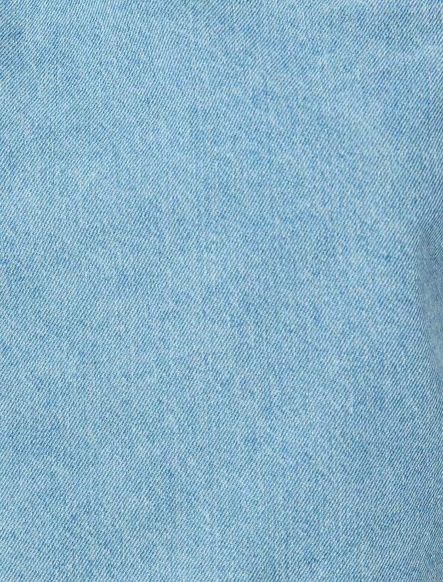 Crop Kolsuz Sırt Detaylı Bisiklet Yaka Denim Atlet_5