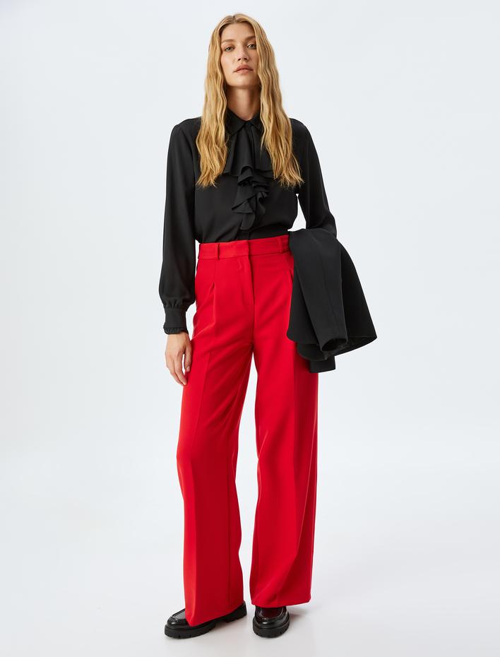  Uzun Kollu Fırfır Detaylı Gömlek