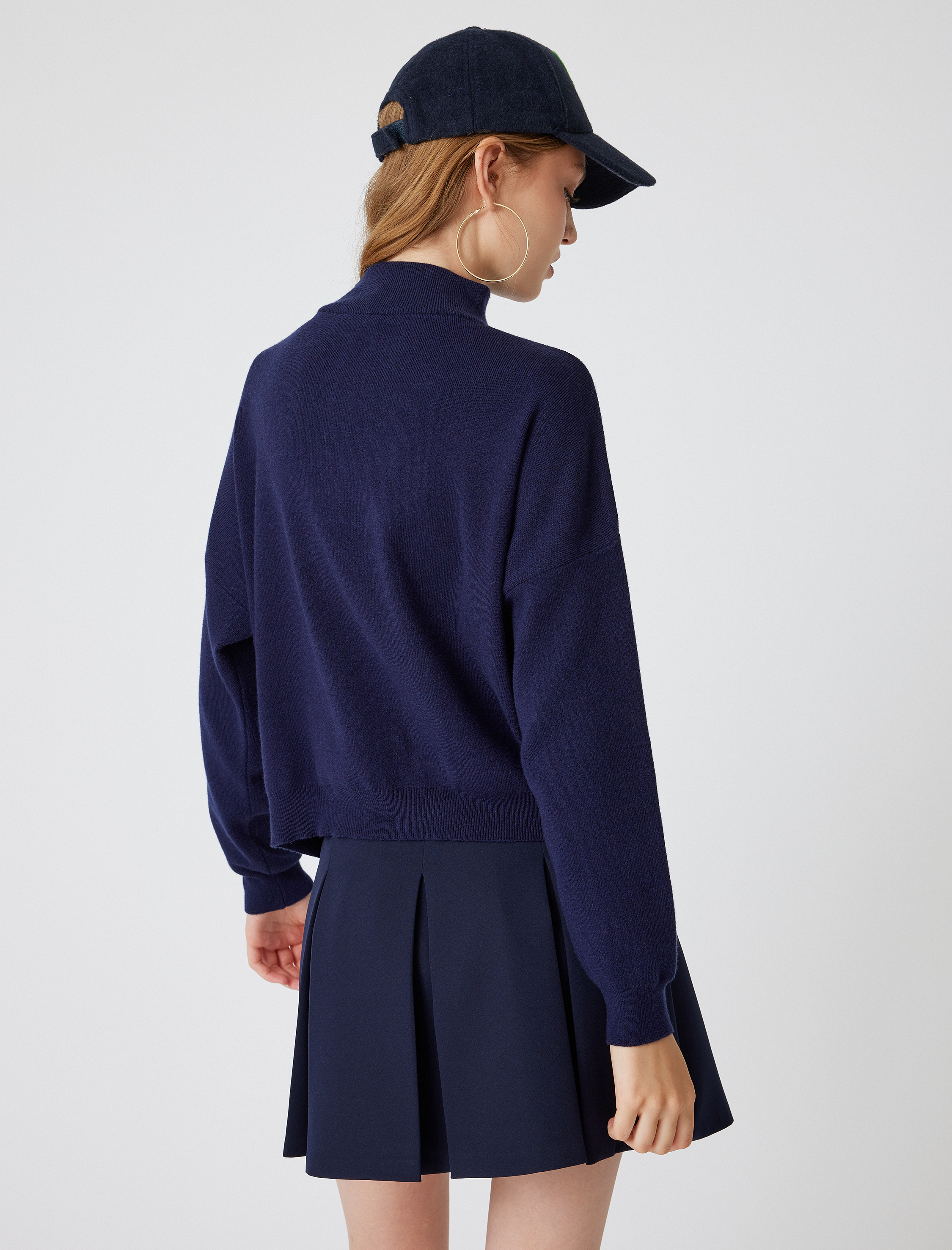   Yarım Fermuarlı Viskon Karışımlı Triko Kazak