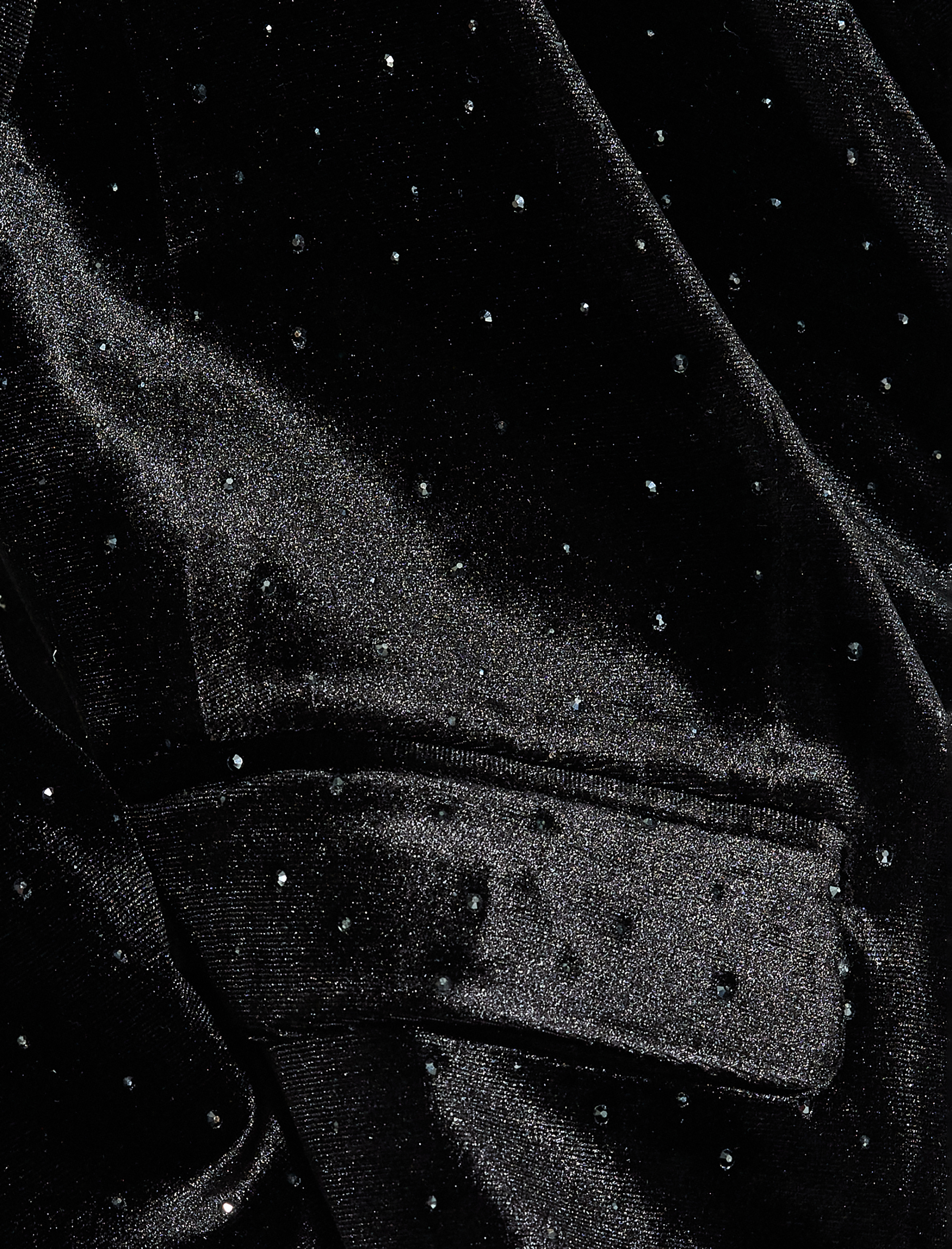   Uzun Kollu Cepli Kruvaze Taşlı Kadife Blazer Ceket