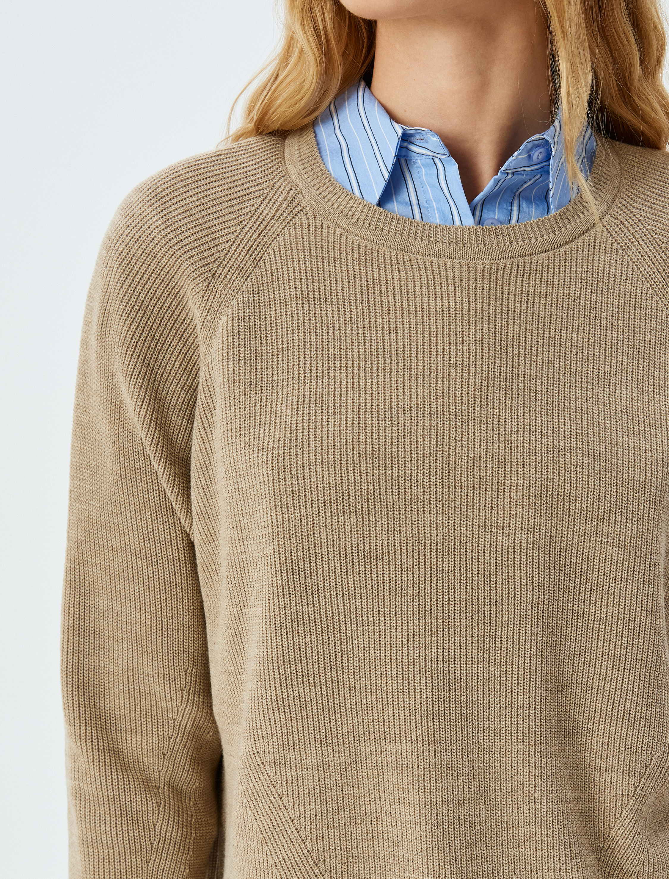   Uzun Kollu Geniş Yuvarlak Yaka Triko Oversize Kazak