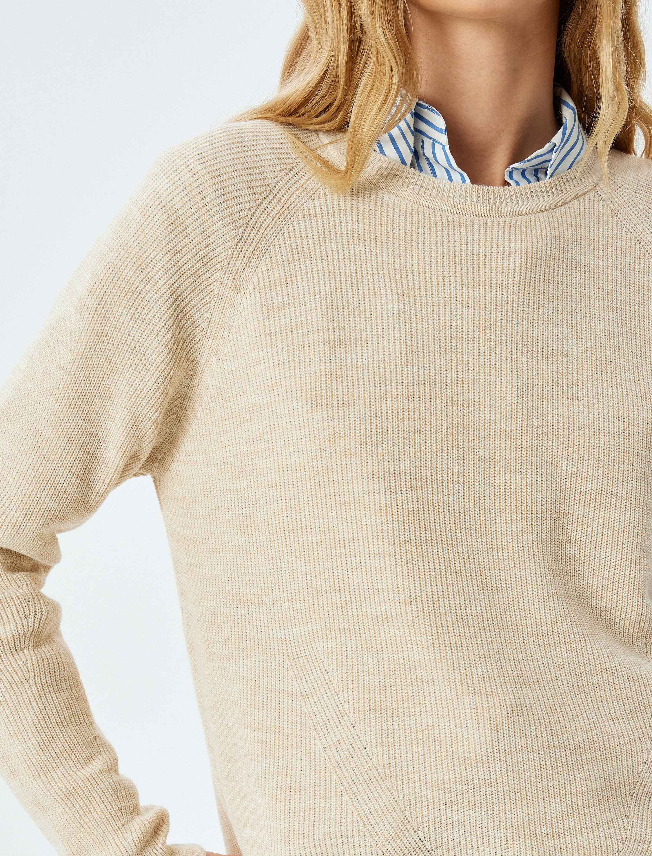   Uzun Kollu Geniş Yuvarlak Yaka Triko Oversize Kazak