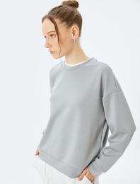 Bisiklet Yaka Basic Uzun Kollu Oversize Sweatshirt