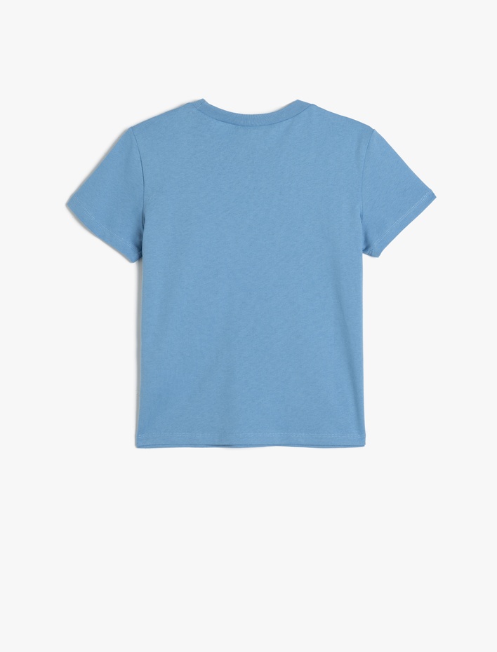 Erkek Çocuk Tişört Uzay Baskılı Kısa Kollu Bisiklet Yaka Pamuklu