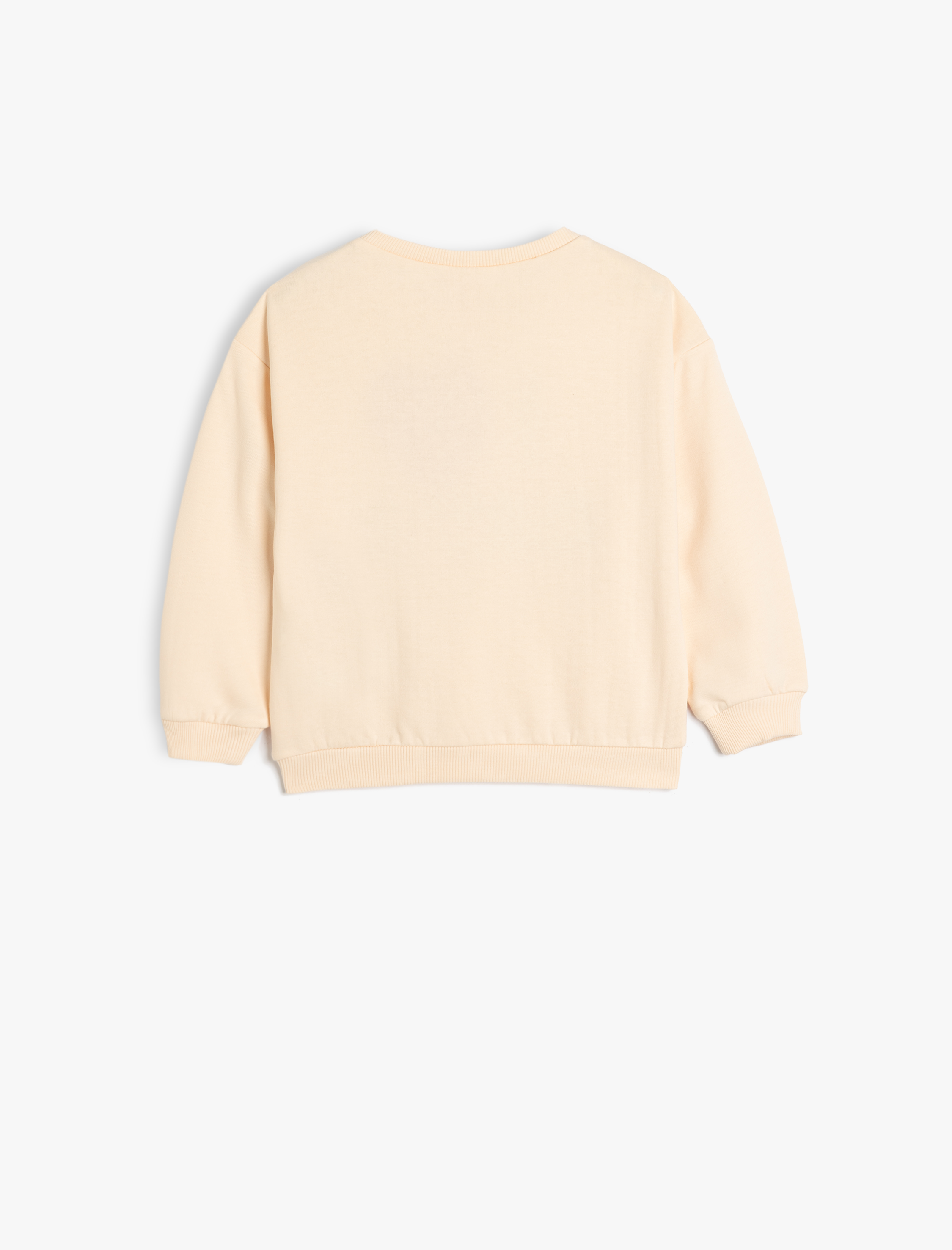  Kız Bebek Sweatshirt Uzun Kollu Bisiklet Yaka Baskılı ve Aplike Detaylı Şardonlu