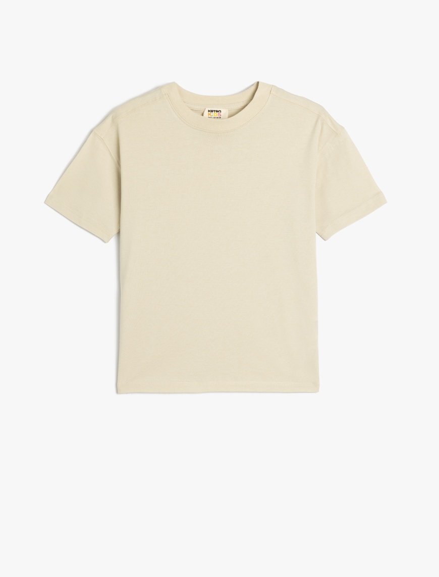  Erkek Çocuk Basic Oversize Tişört Kısa Kollu Bisiklet Yaka Pamuklu