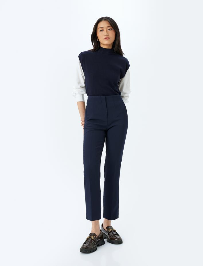  Slim Fit Cepli Cigarette Yüksek Bel Kumaş Pantolon