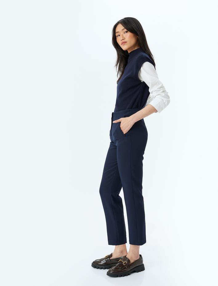  Slim Fit Cepli Cigarette Yüksek Bel Kumaş Pantolon