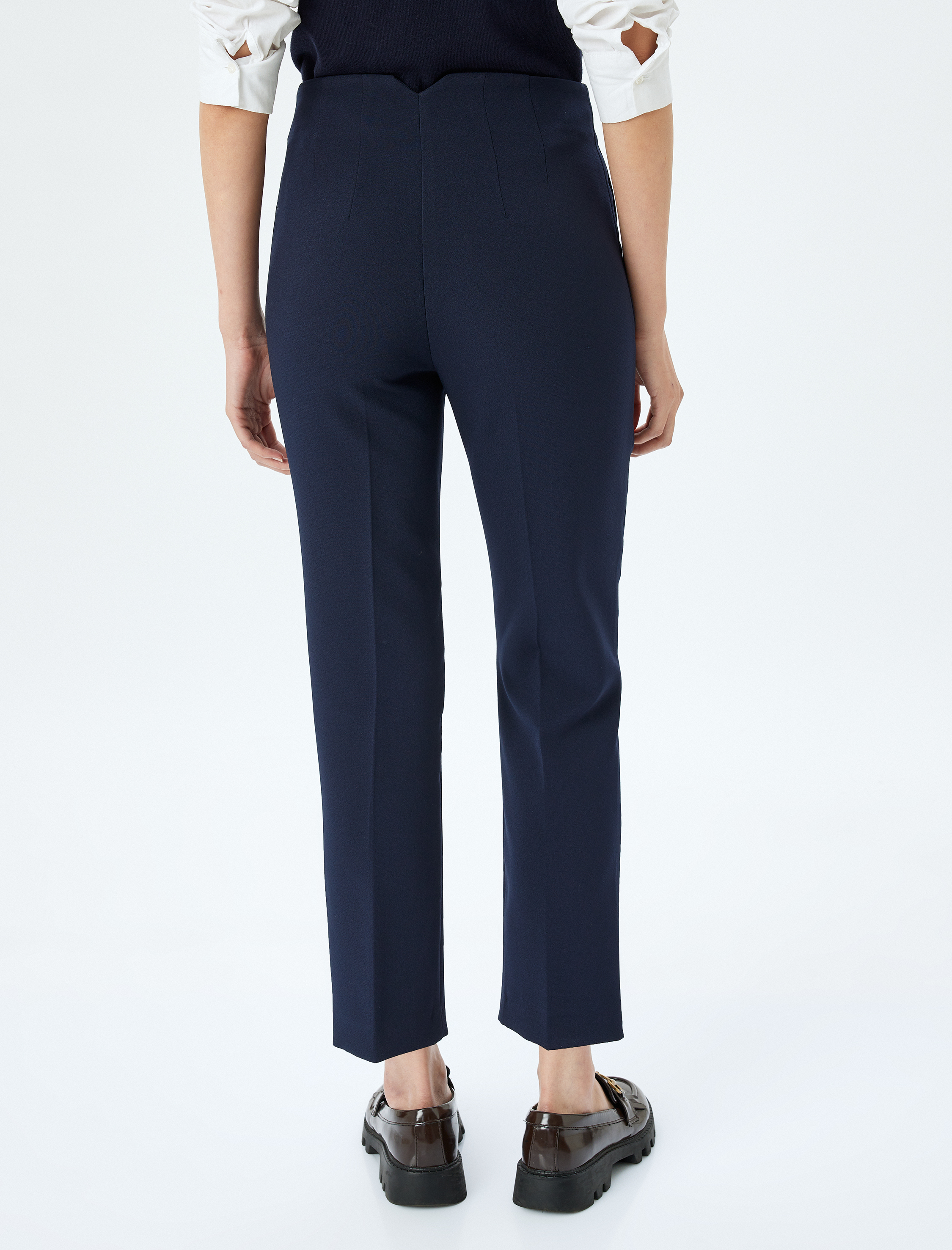   Slim Fit Cepli Cigarette Yüksek Bel Kumaş Pantolon