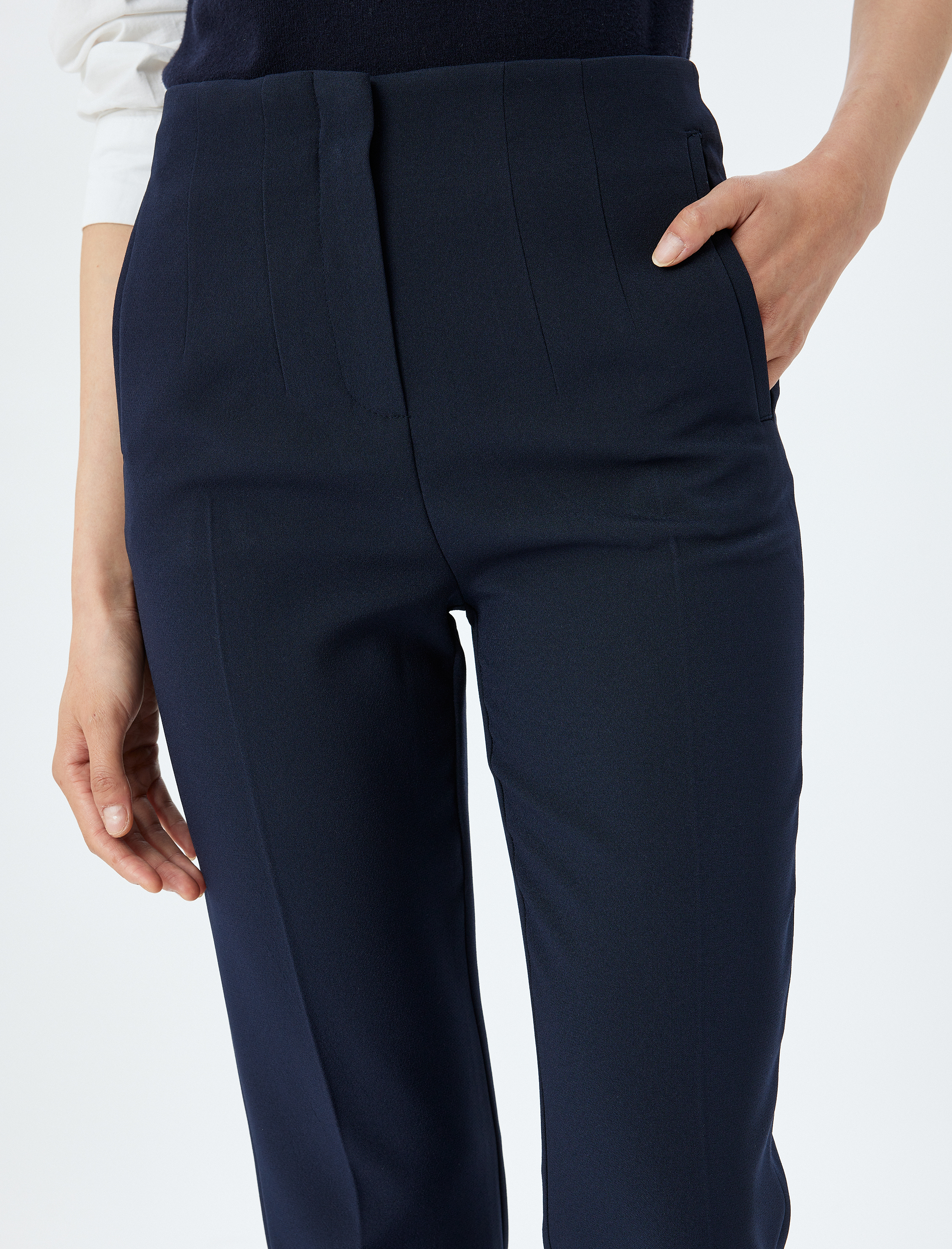   Slim Fit Cepli Cigarette Yüksek Bel Kumaş Pantolon