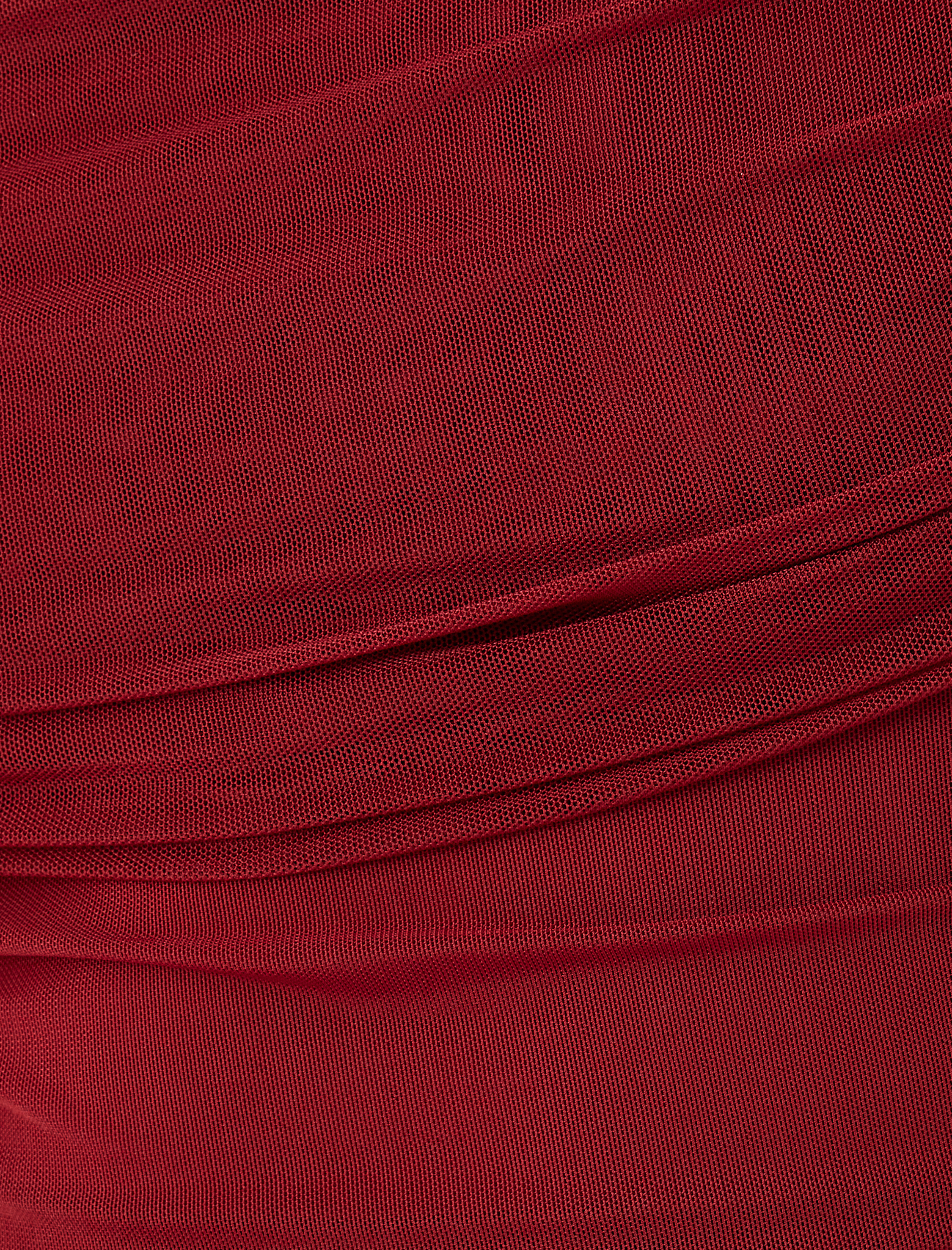   Madonna Yaka Omzu Açık Drapeli Uzun Kollu Tül Bodycon Elbise