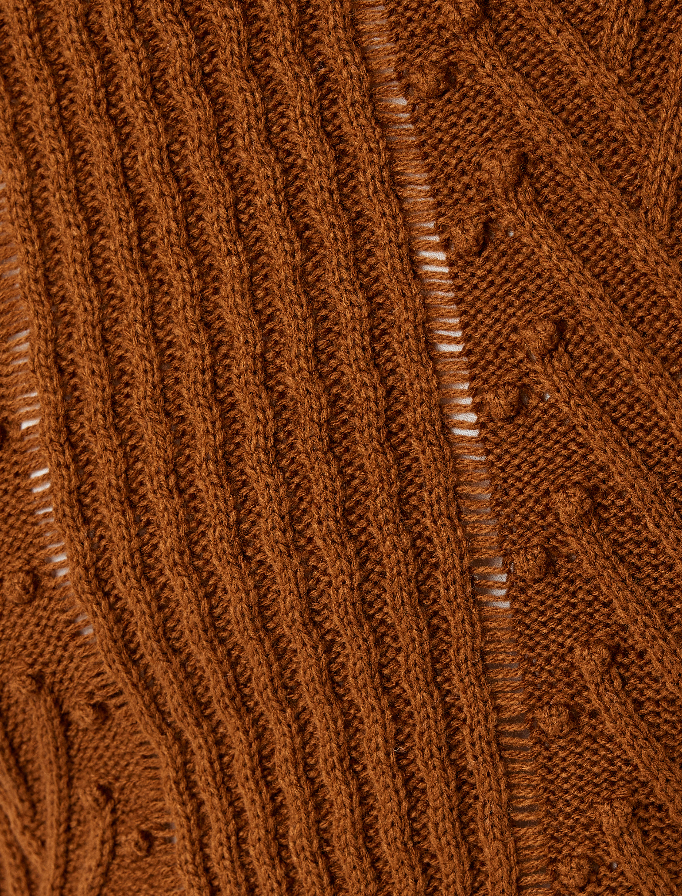   Uzun Kollu Bisiklet Yaka Geometrik Dokulu Örgü Kazak